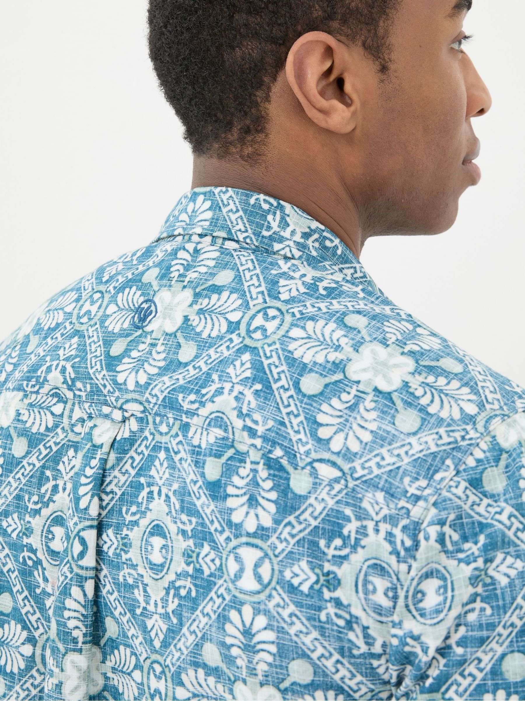 Blue Short Sleeve Large Tile Print Shirt - Image 4 of 5