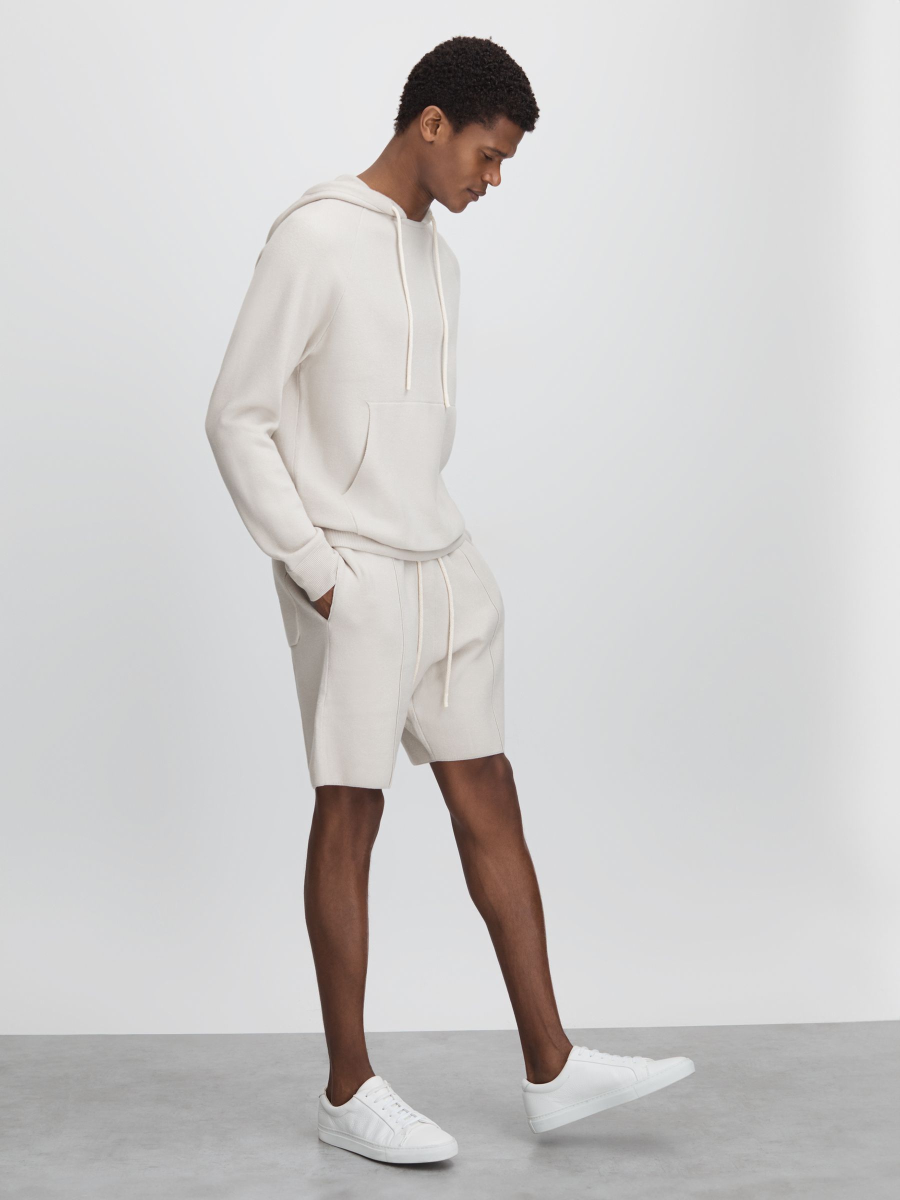 Paige Drawstring Sweat Shorts in Light Grey - Image 3 of 6