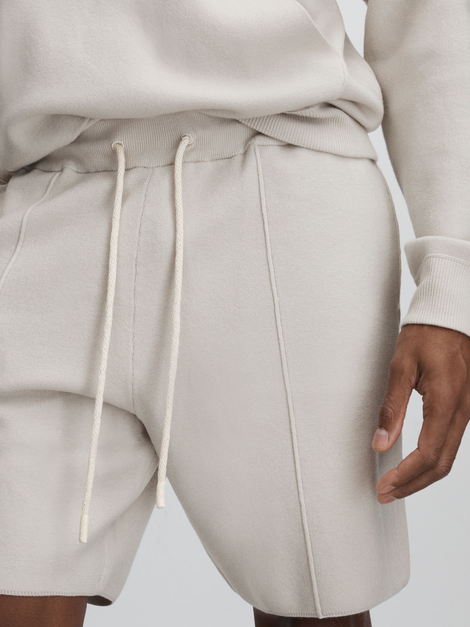 Paige Drawstring Sweat Shorts in Light Grey - Image 4 of 6