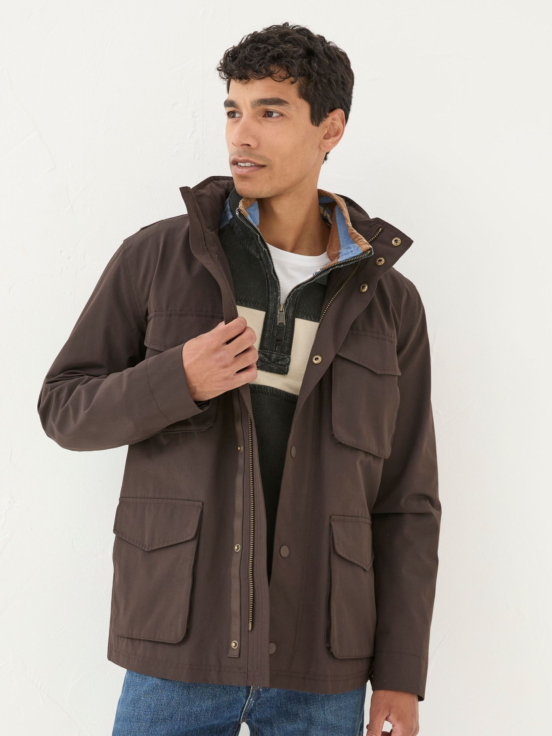 Truro Dark Brown Waterproof Jacket FatFace