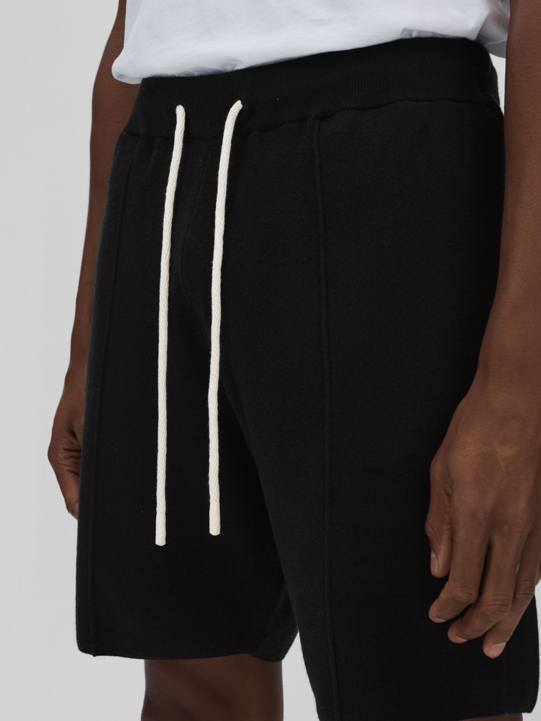 Drawstring Sweat Shorts in Black - image 3