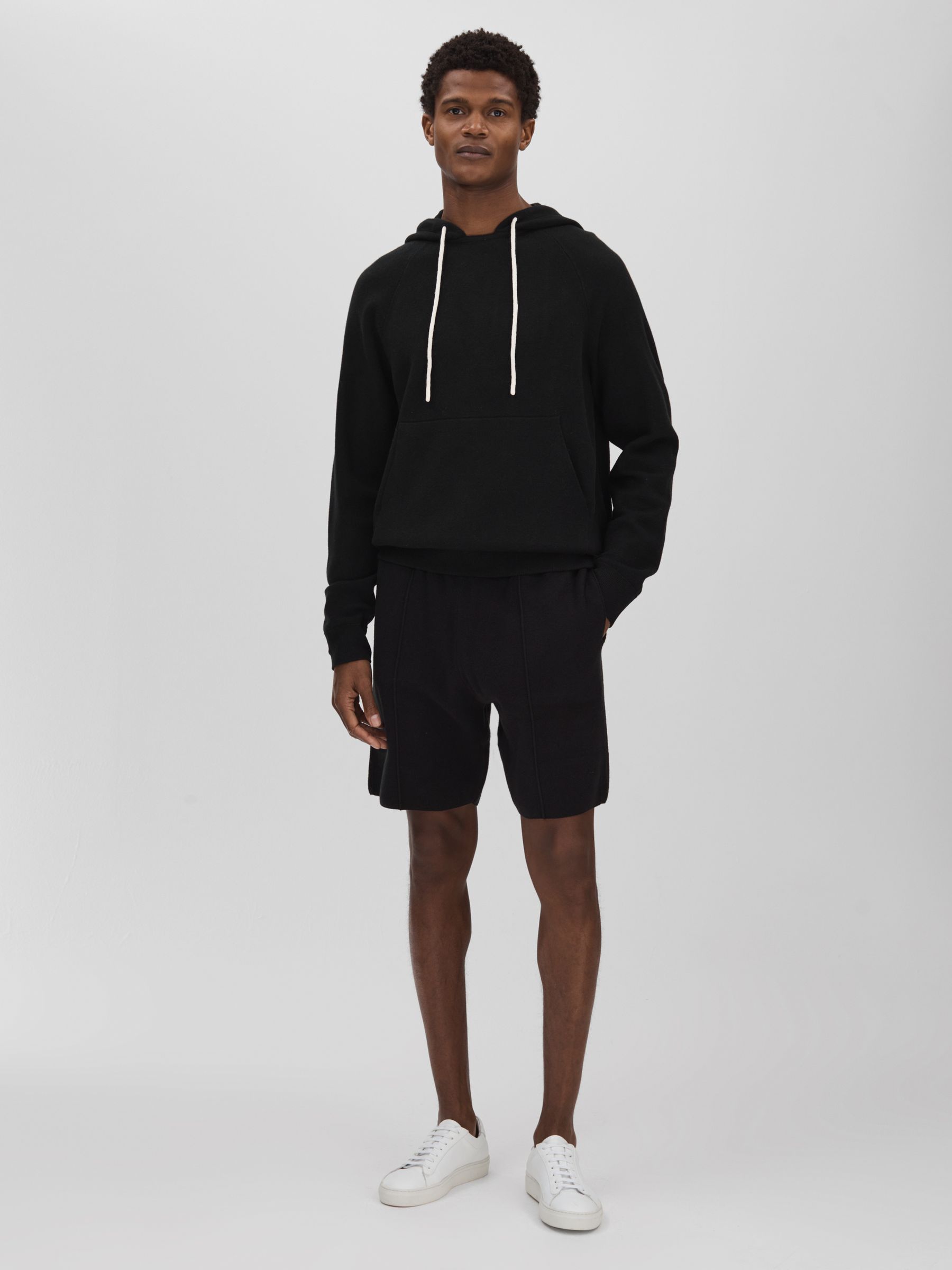 Drawstring Sweat Shorts in Black - image 4