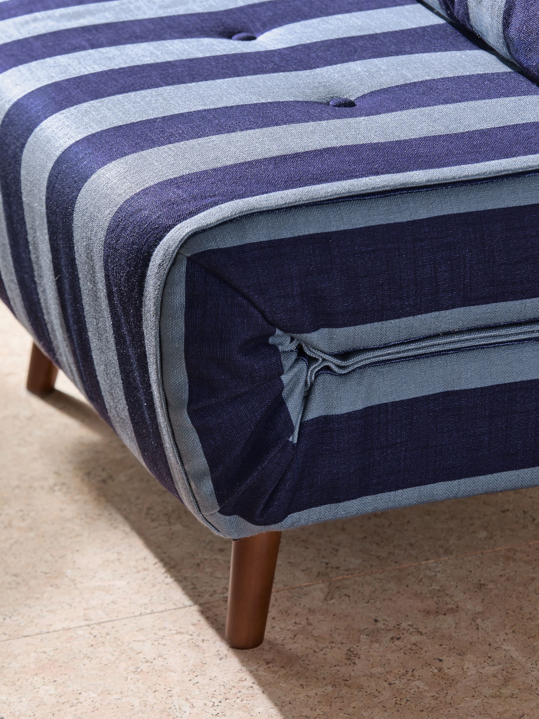 Haru Single 1 Seater Sofa Bed in Eclipse Blue Wide Stripe - Image 5 of 7