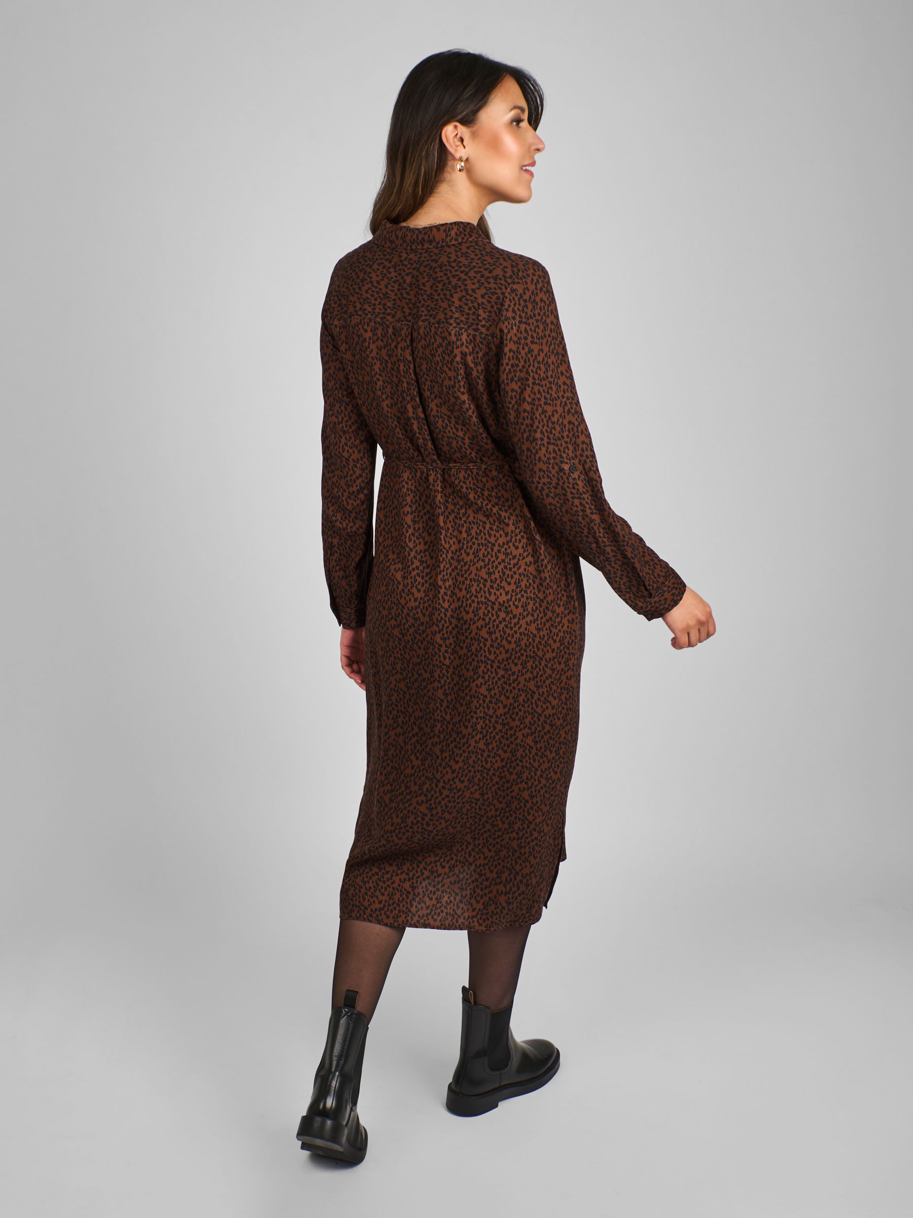Rust Orange Animal Print Maternity Midi Shirt Dress - Image 2 of 5