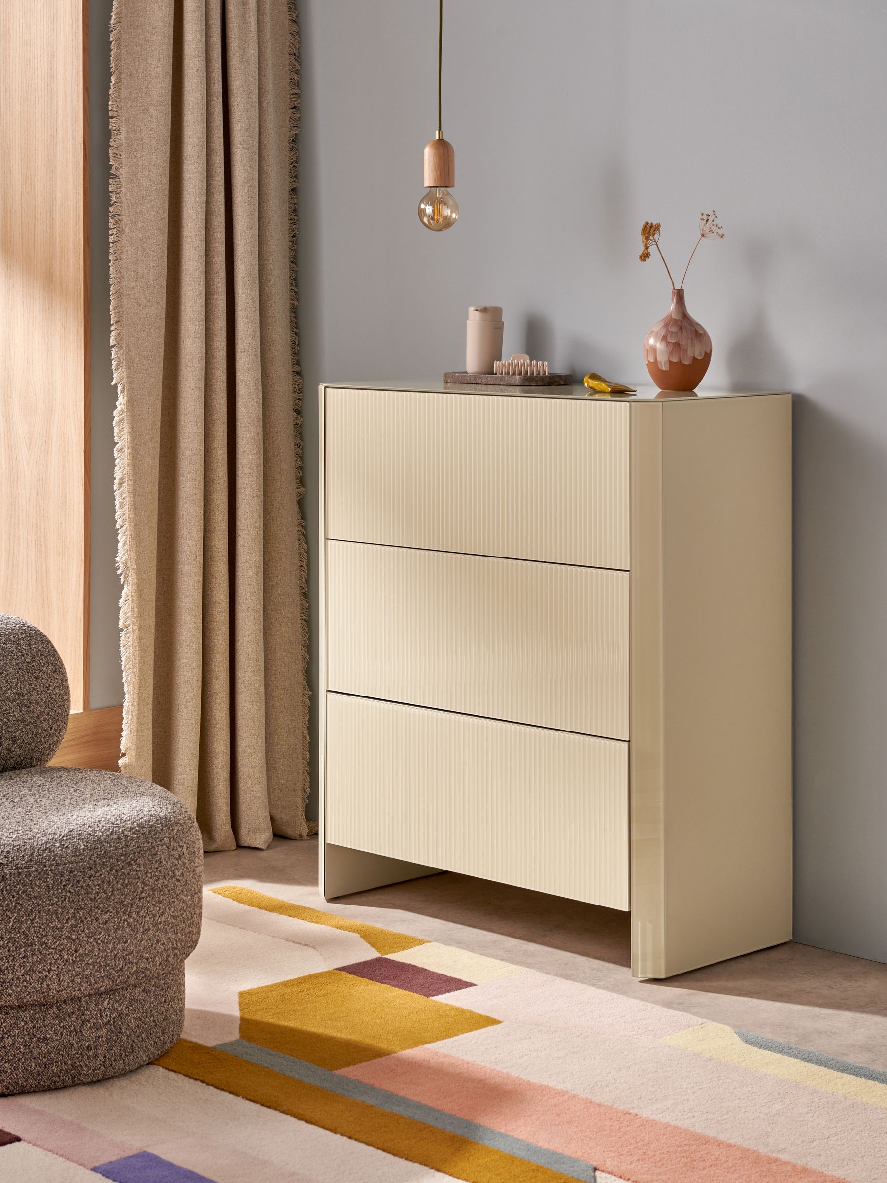 Eleni 3 Drawer Chest of Drawers in Ecru White - Image 1 of 4