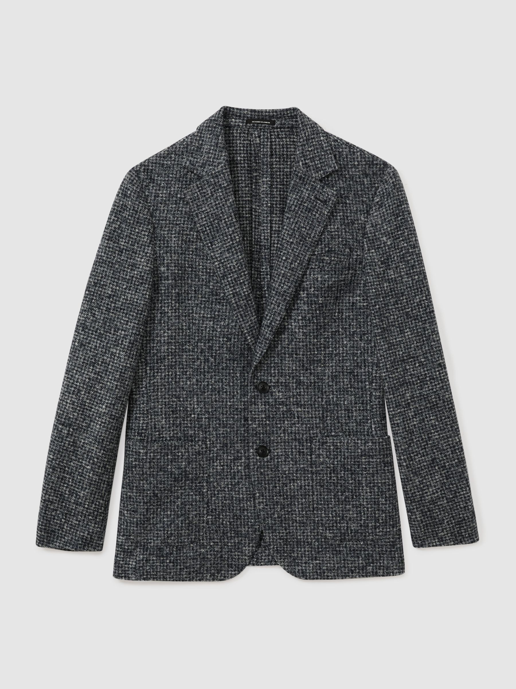Tweed Single-Breasted Blazer with Wool in Navy/Grey - Image 2 of 6