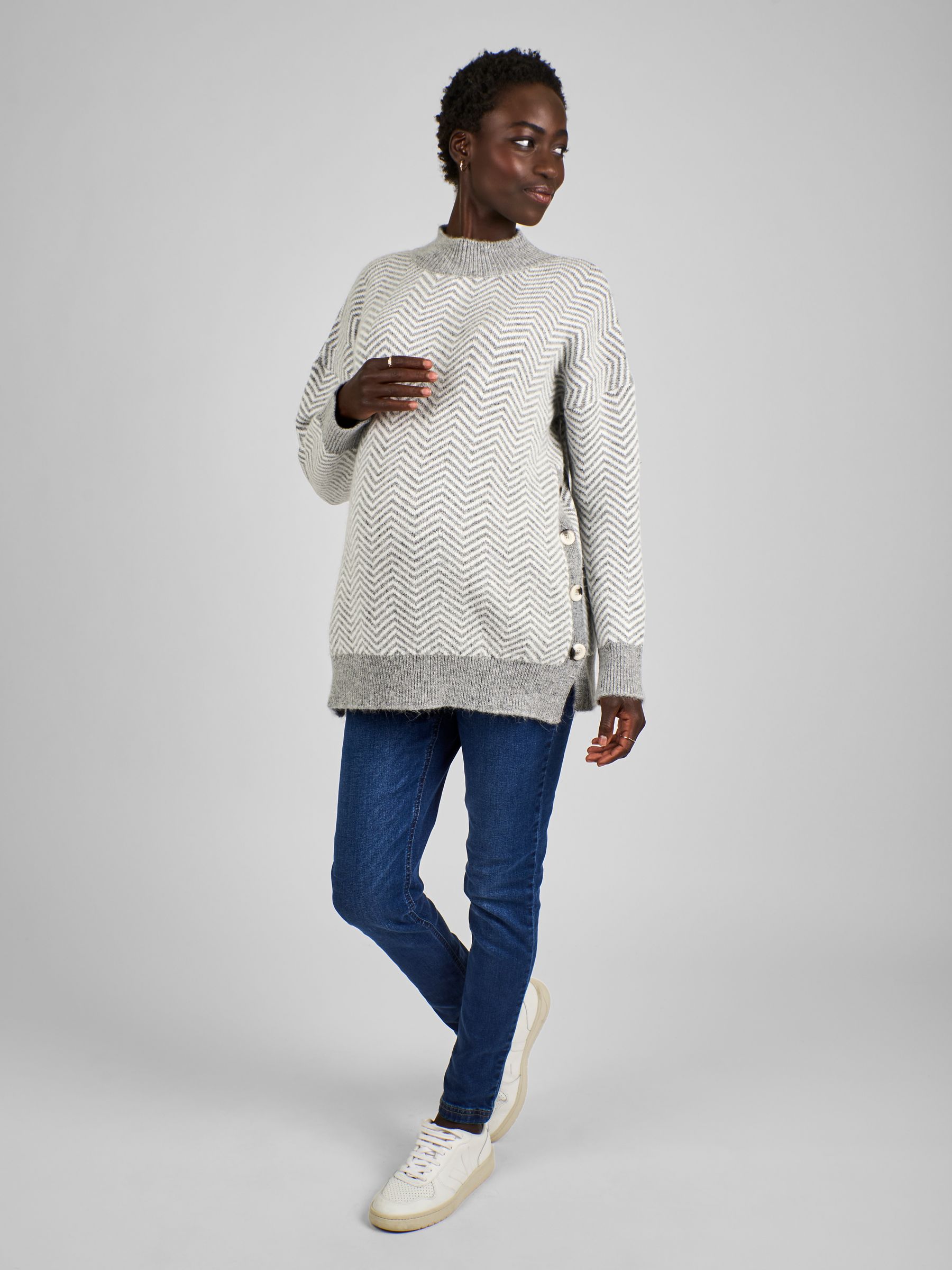 Charcoal Grey Maternity And Nursing Turtle Neck Jumper - Image 3 of 4