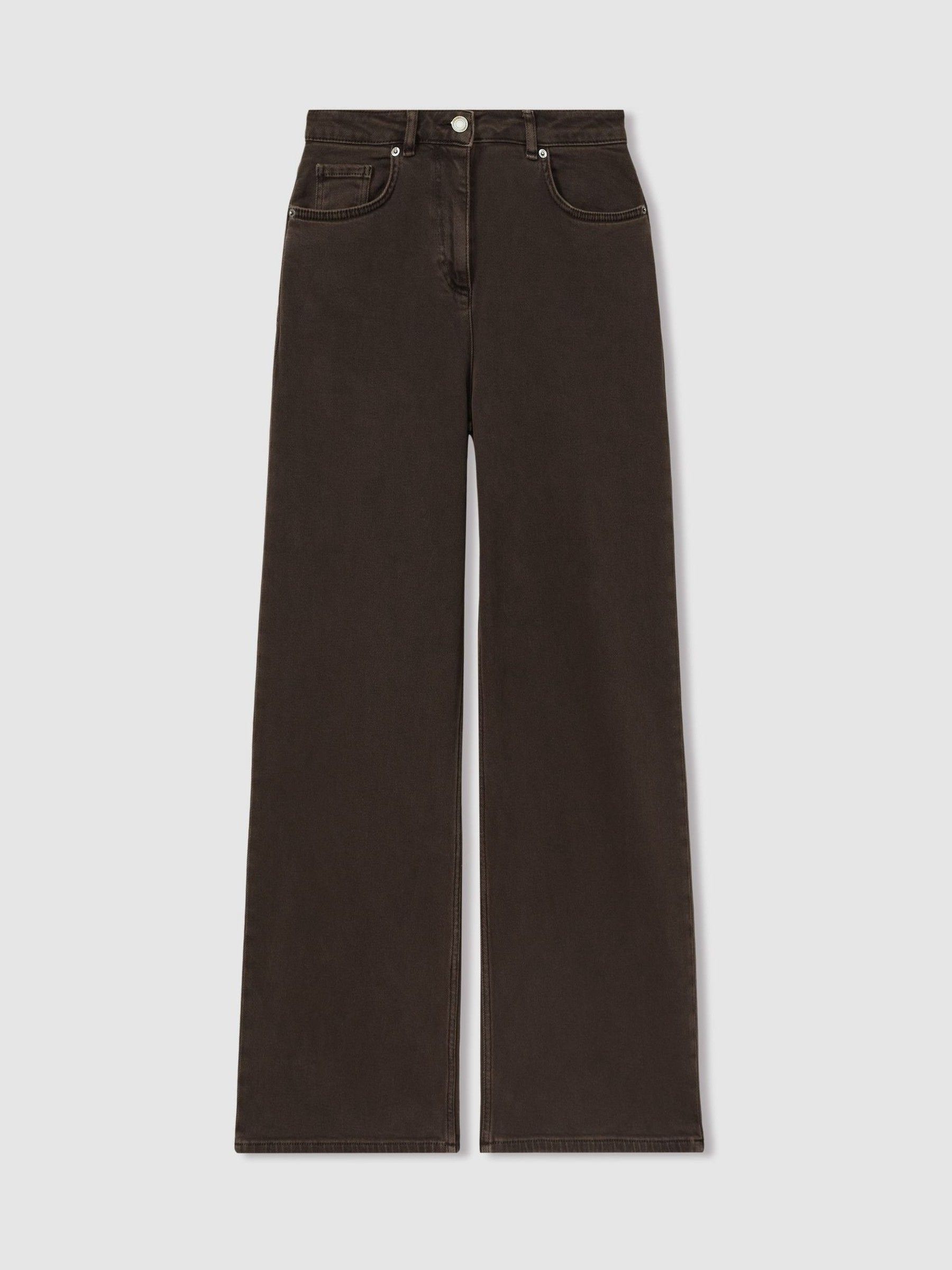 Relaxed Garment Dyed Wide Leg Jeans in Chocolate - Image 2 of 5