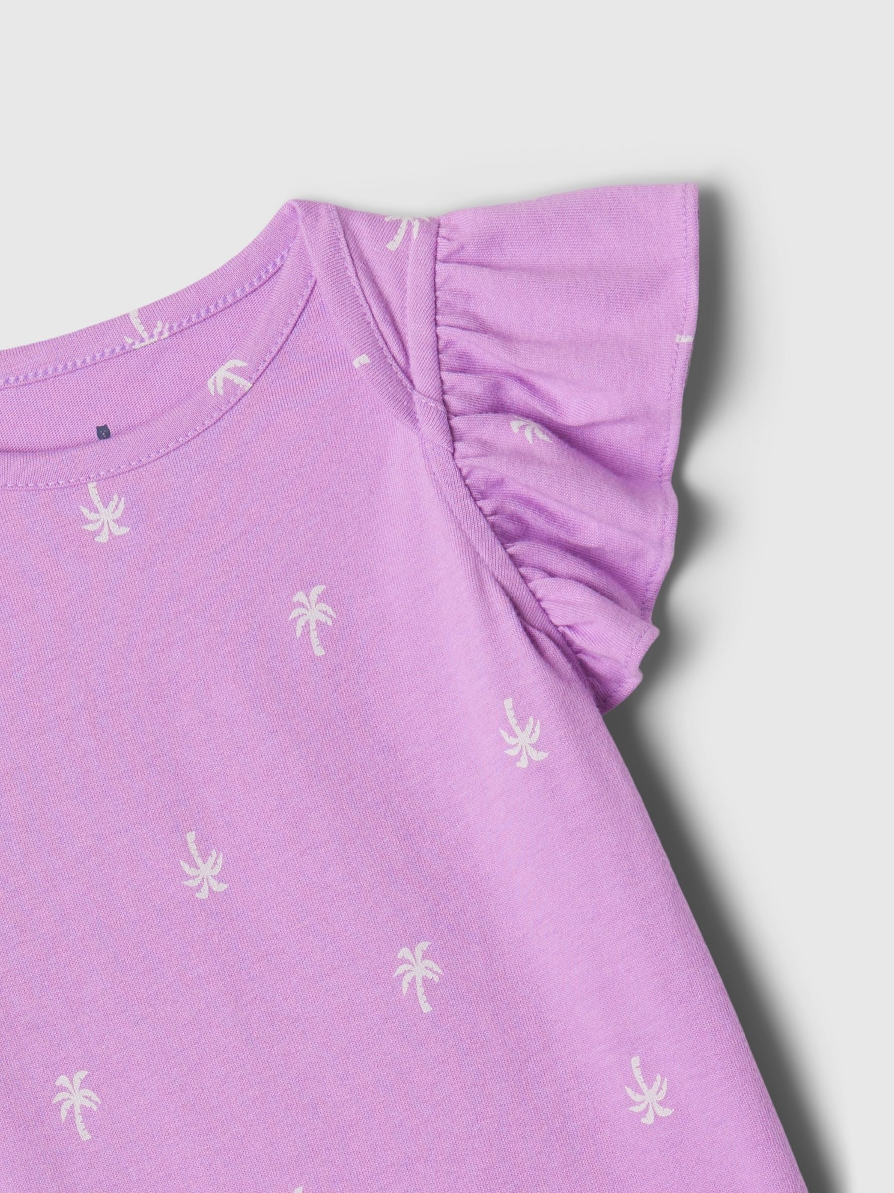 Purple Palm Tree Flutter Sleeve Print Baby Bodysuit (Newborn-24mths) - Image 3 of 3
