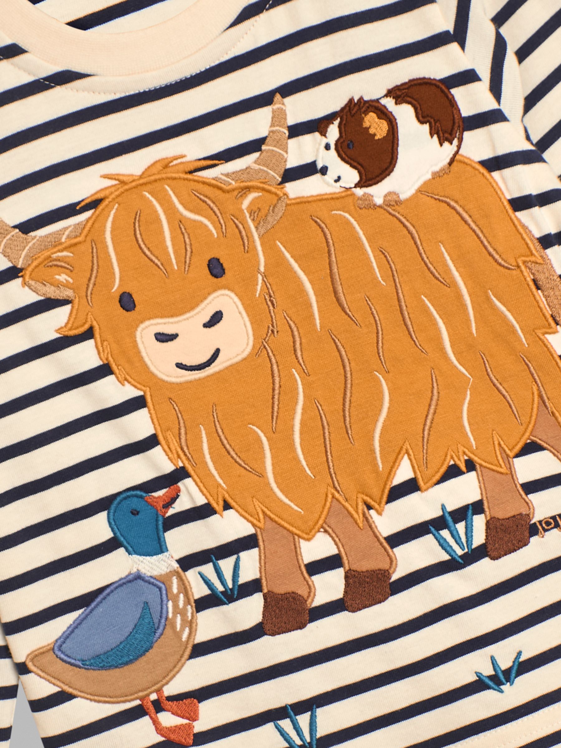 Ecru Navy Stripe Highland Cow Appliqué Top - Image 3 of 3