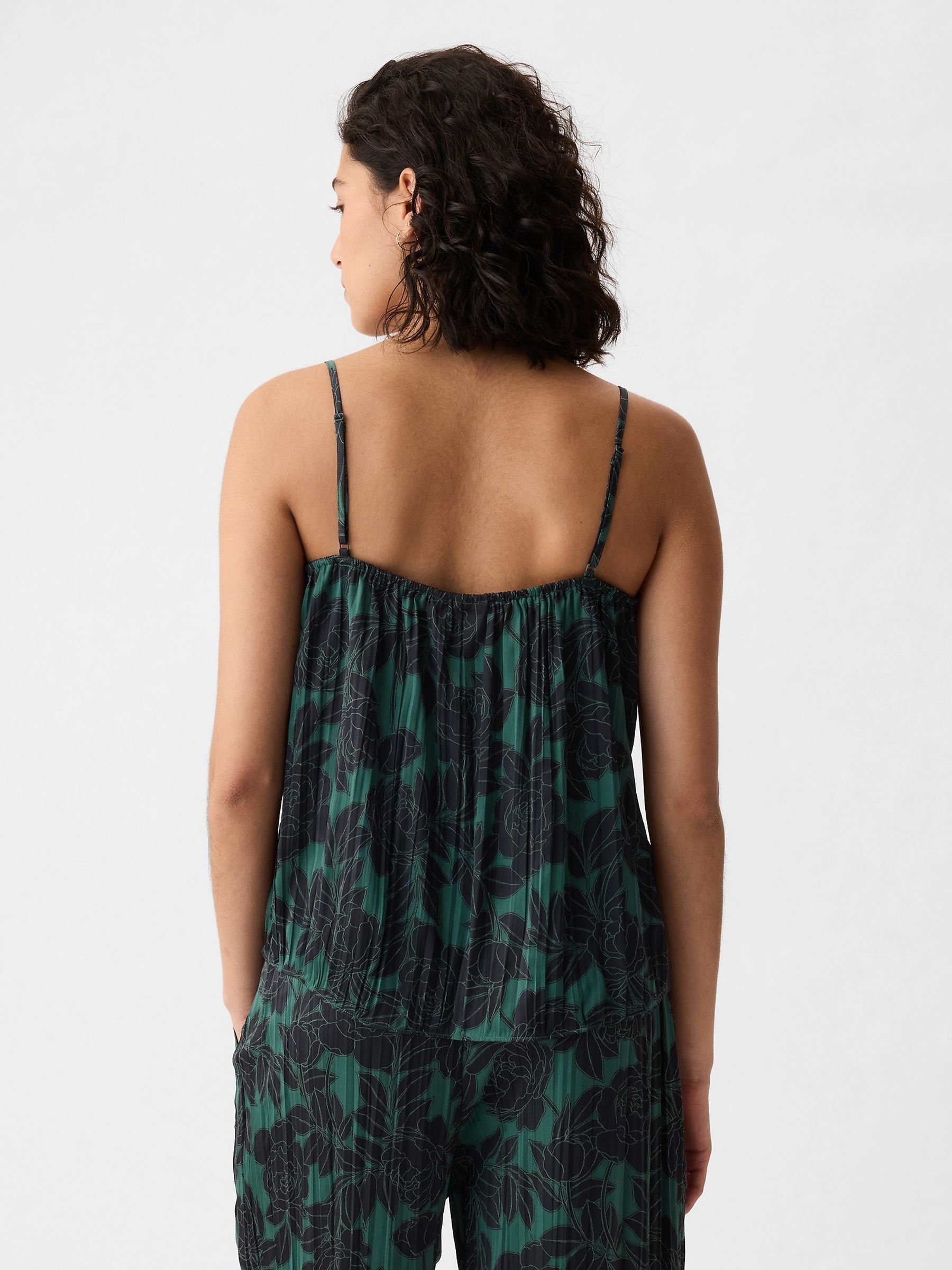 Green Pleated Satin Camisole - Image 2 of 5