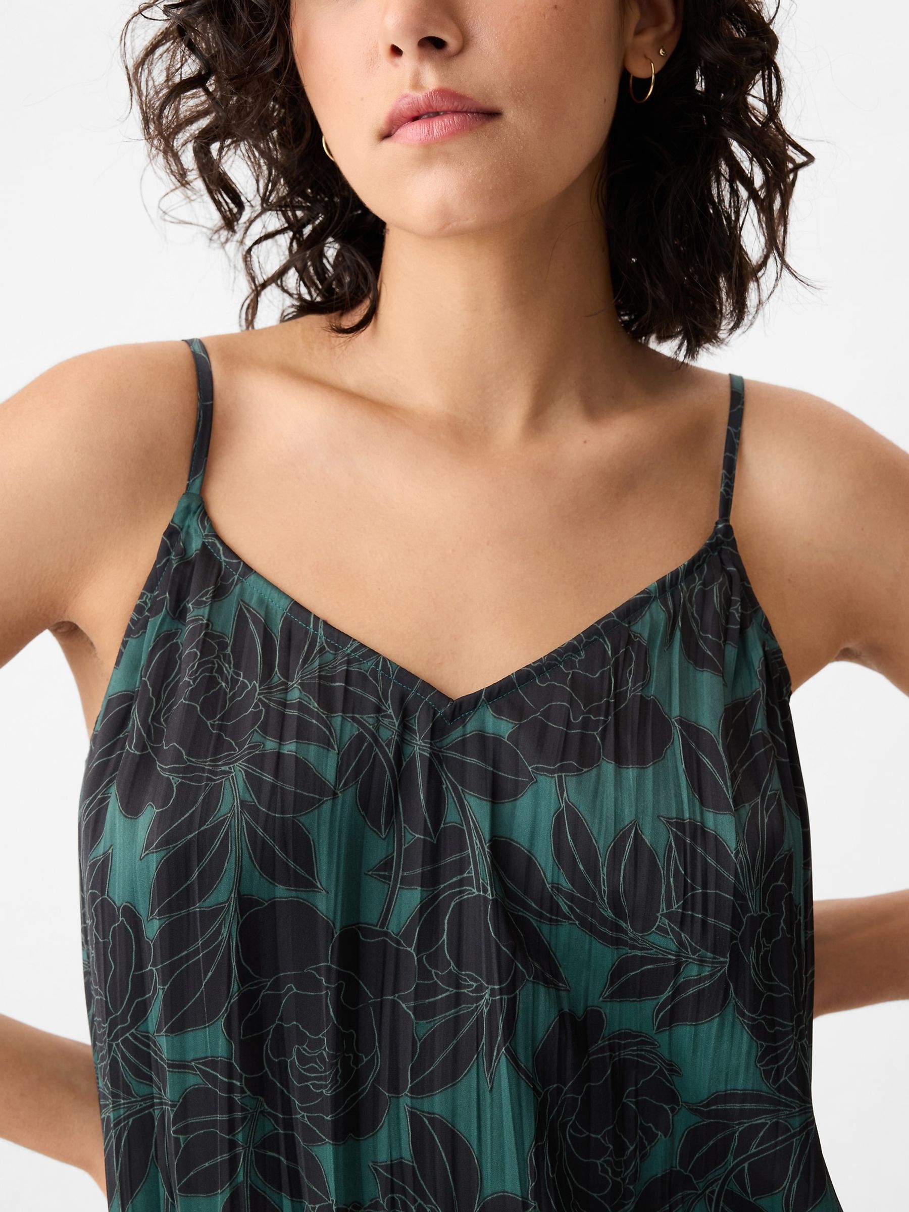 Green Pleated Satin Camisole - Image 3 of 5