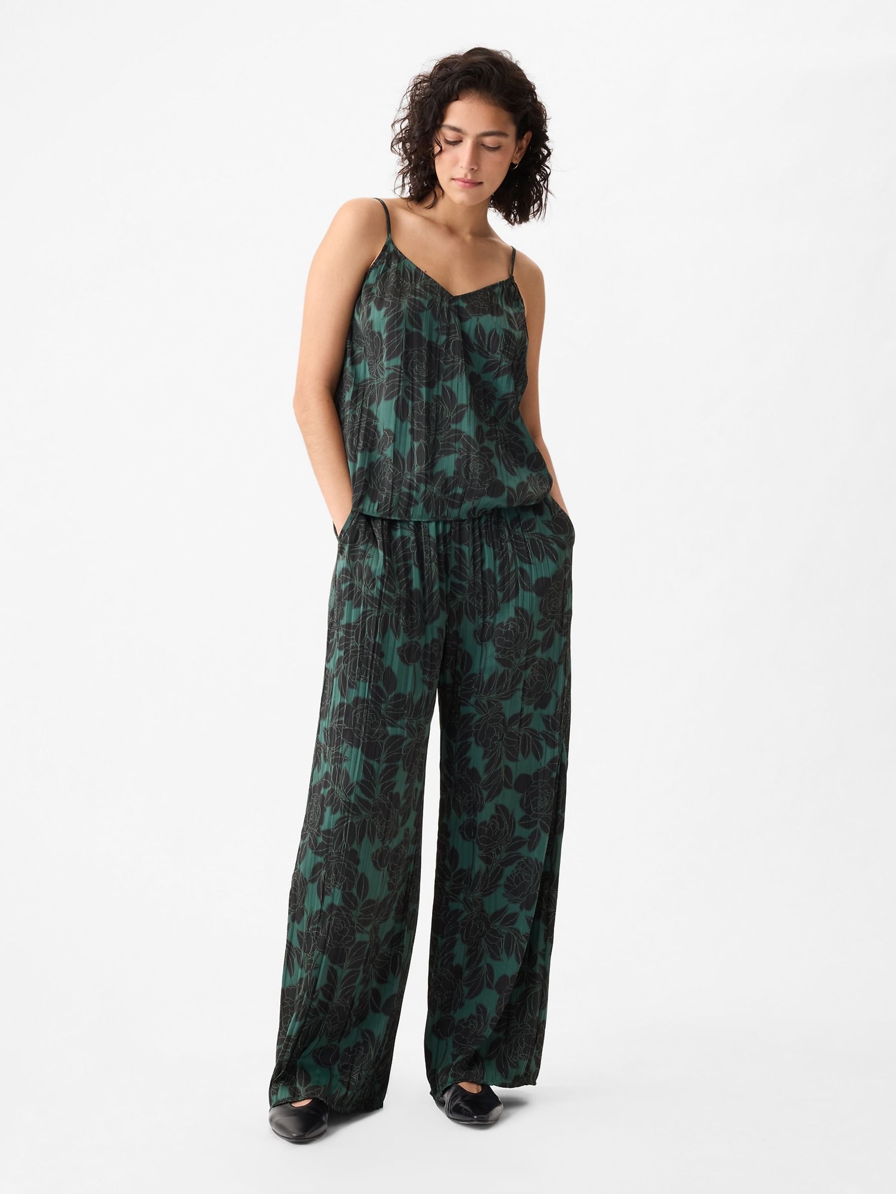 Green Pleated Satin Camisole - Image 4 of 5