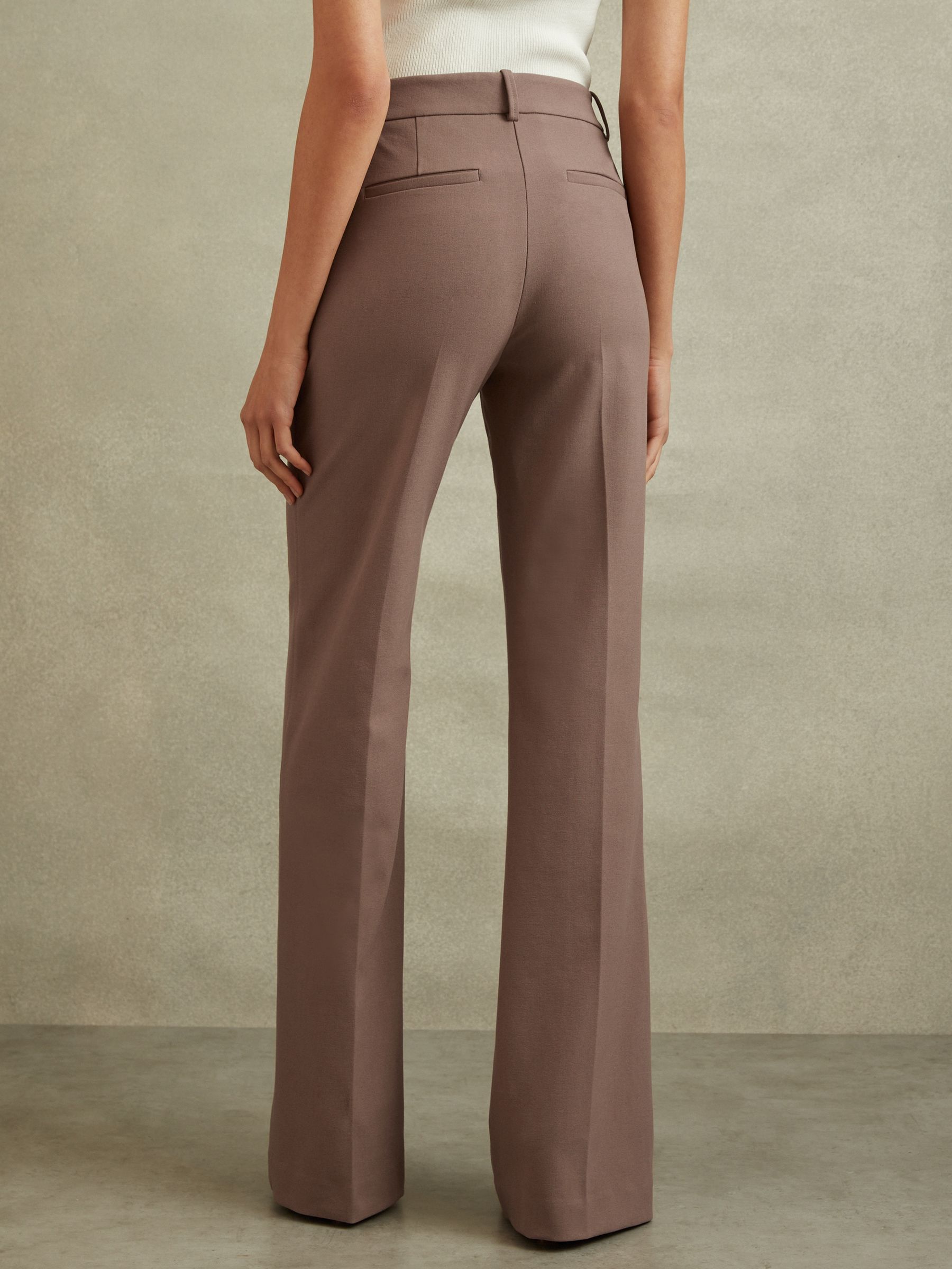Reiss High Rise Flared Trousers in Mink Neutral | REISS