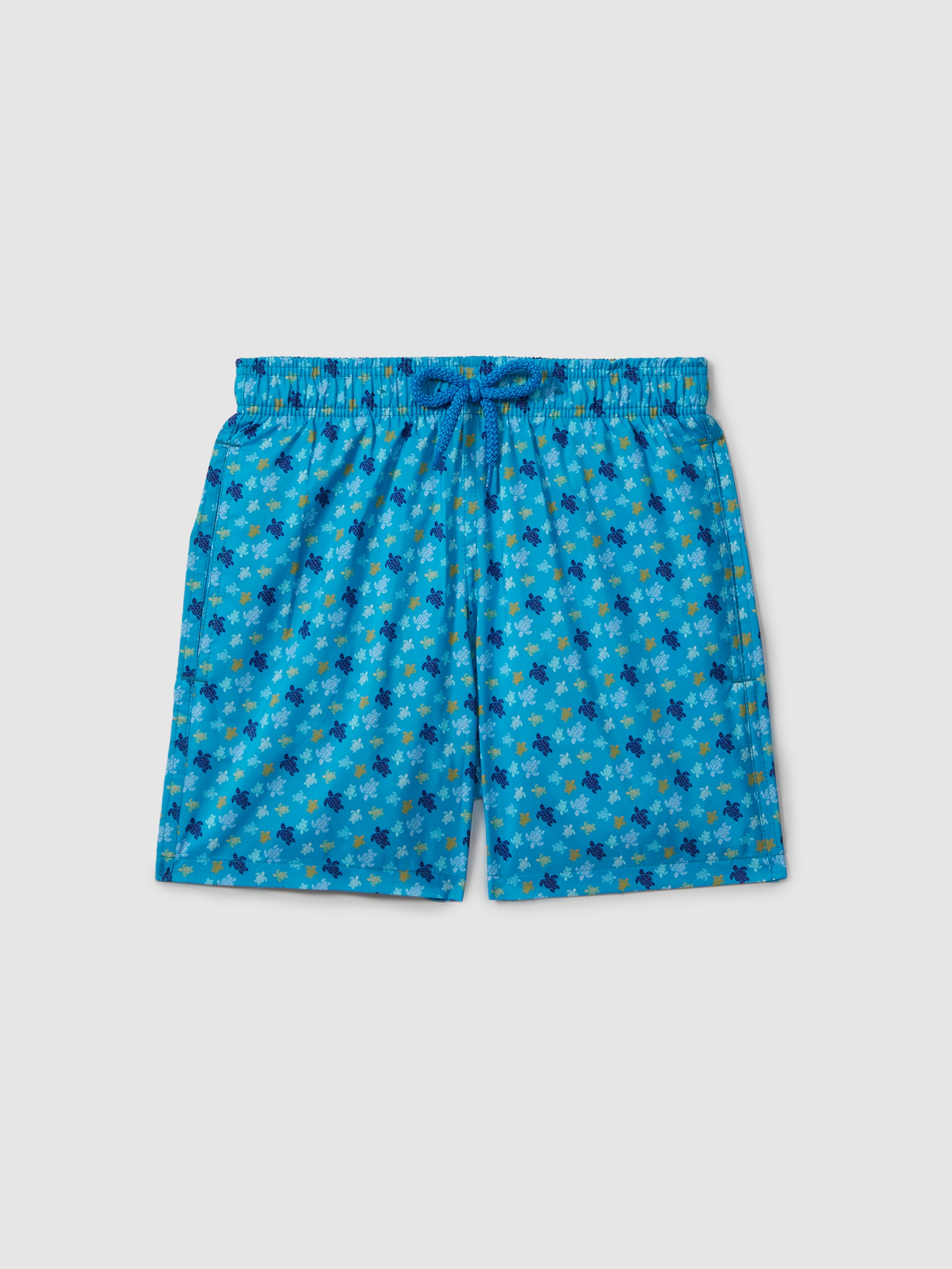 Vilebrequin Foldable Turtle Print Swim Shorts in Bleu Hawai - Image 1 of 2