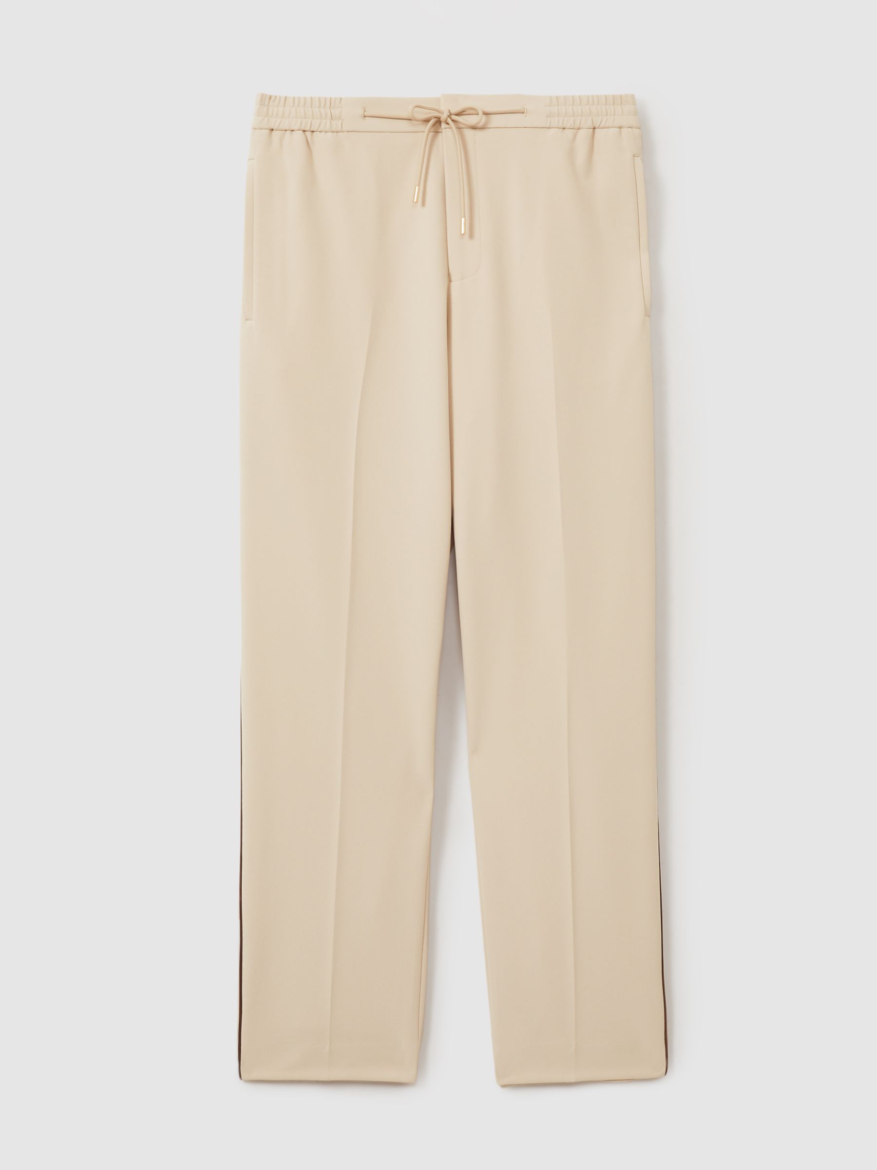 Relaxed Contrast Pipe Detail Trousers in Ecru/Brown Stripe - Image 2 of 6