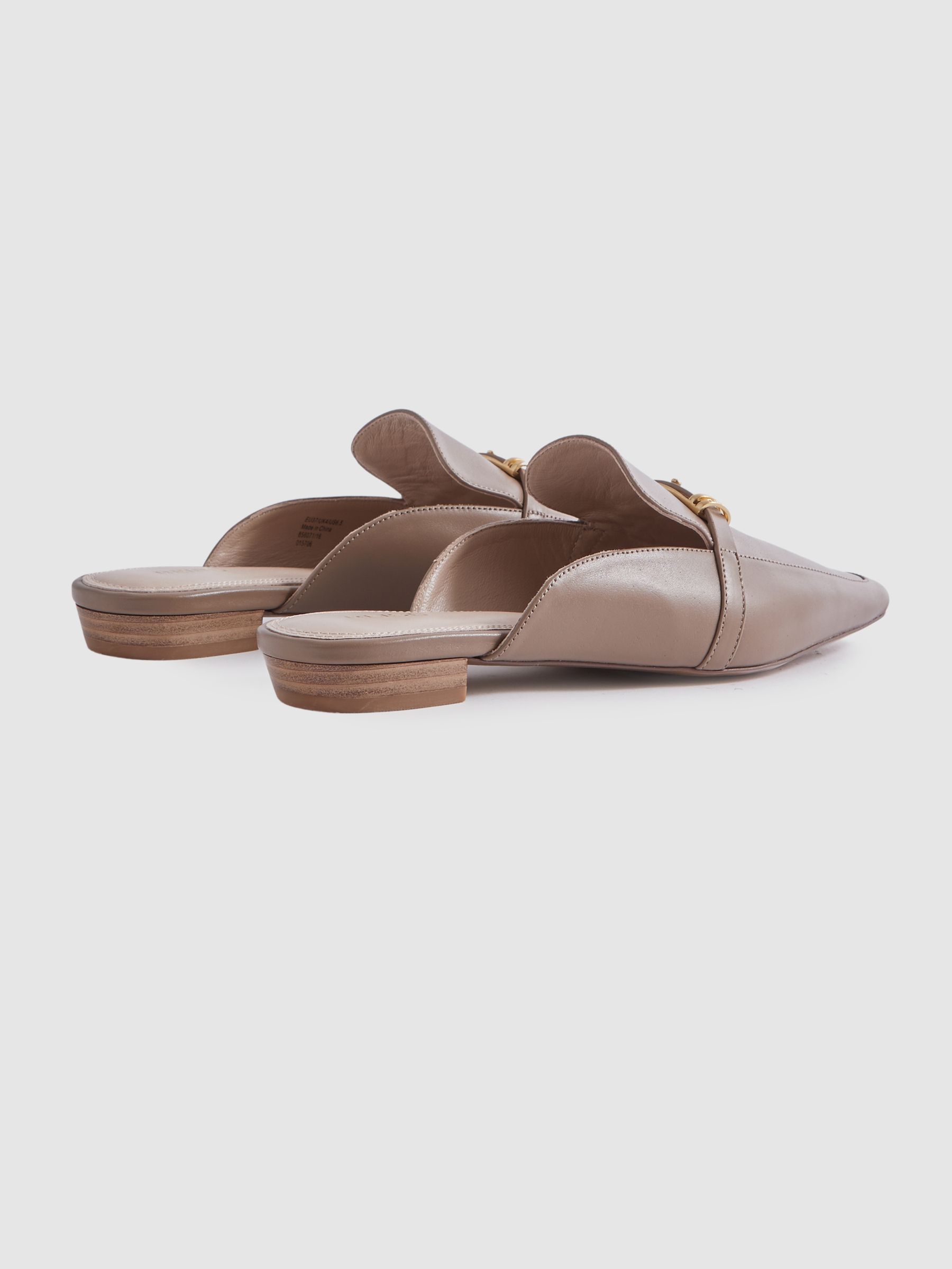 Flat Leather Mules in Taupe - Image 4 of 5