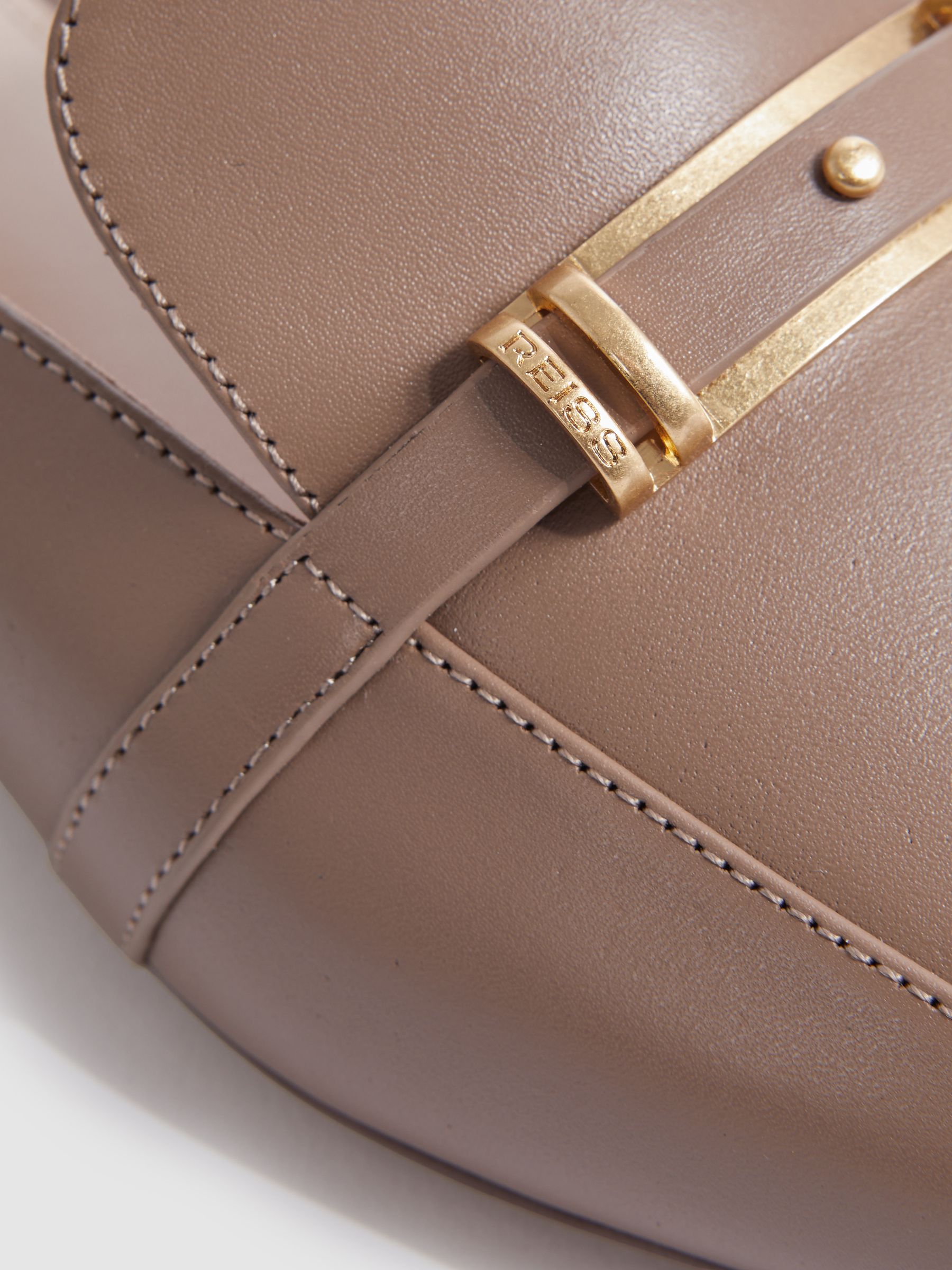 Flat Leather Mules in Taupe - Image 5 of 5