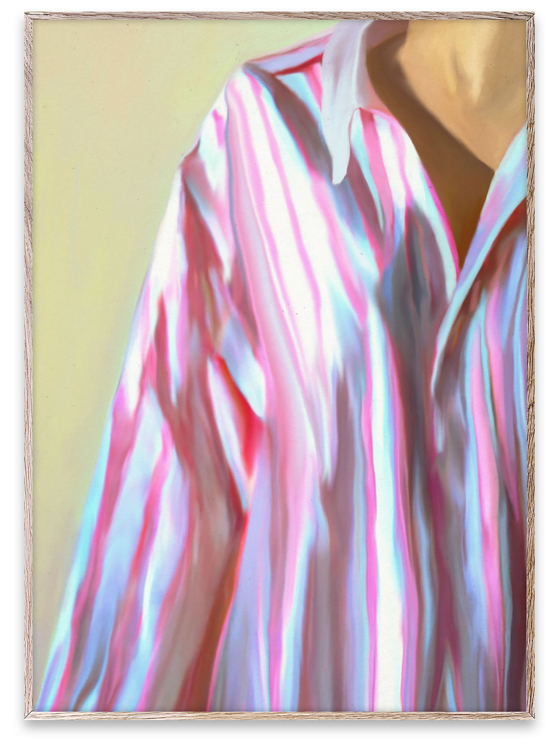 Paper Collective Pink Dad Shirt Framed Wall Art Print in Natural Oak Frame - Image 1 of 4