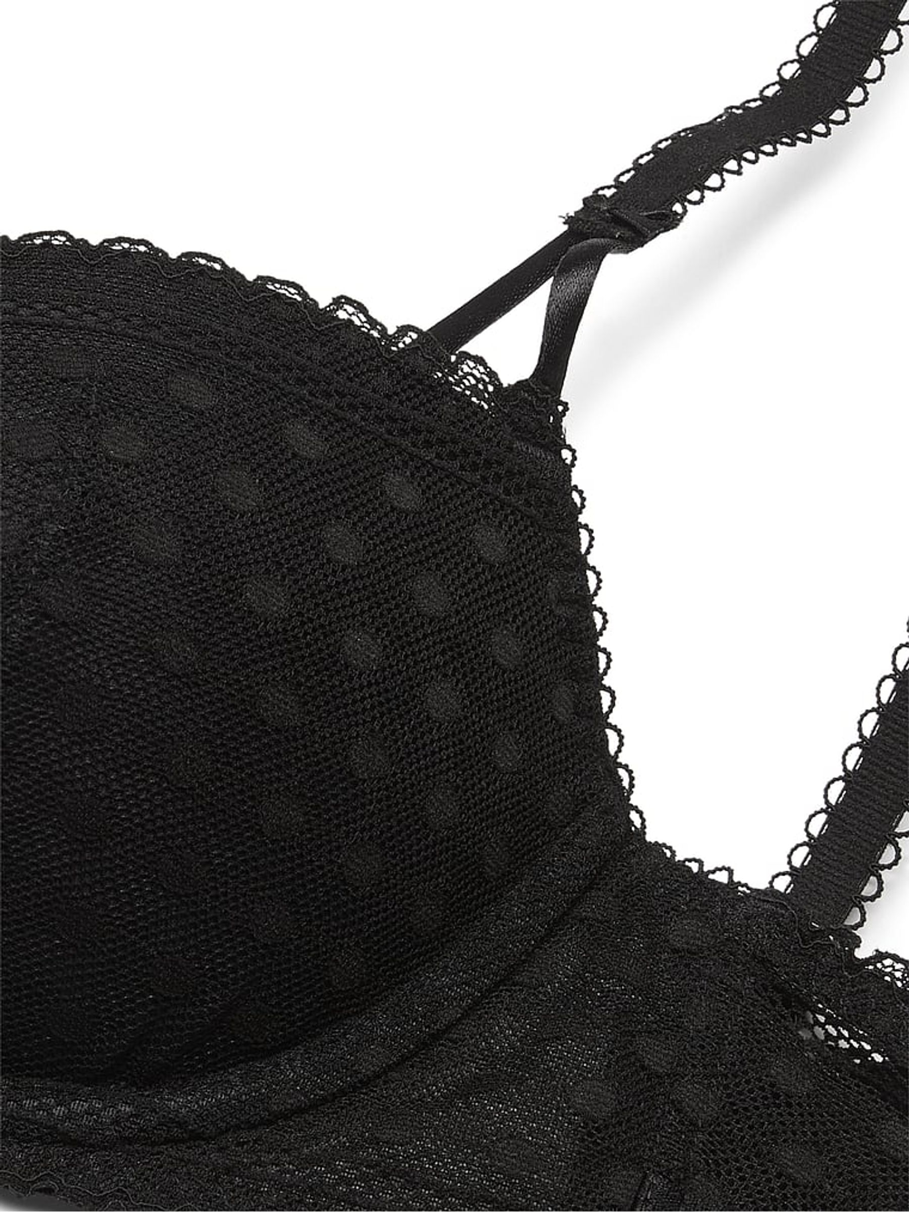 Black Dainty Dot Balcony Lace Bra - Image 4 of 4