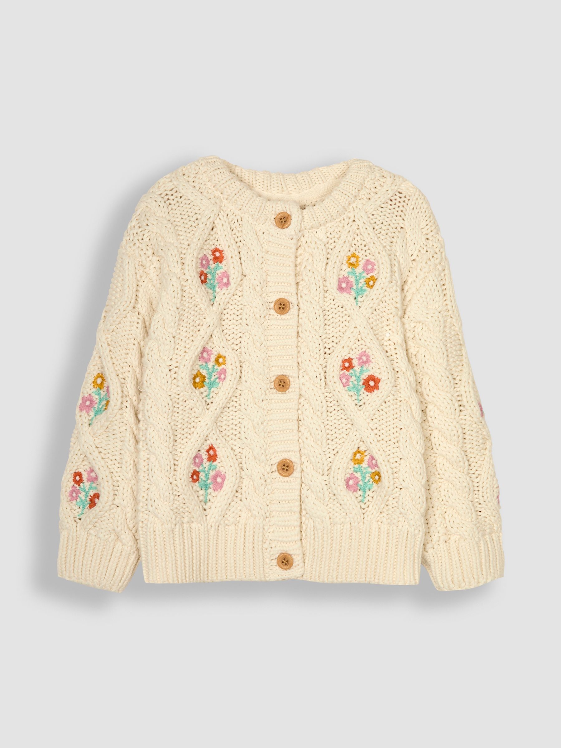 Cream Embroidered Cosy Cable Cardigan - Image 1 of 3