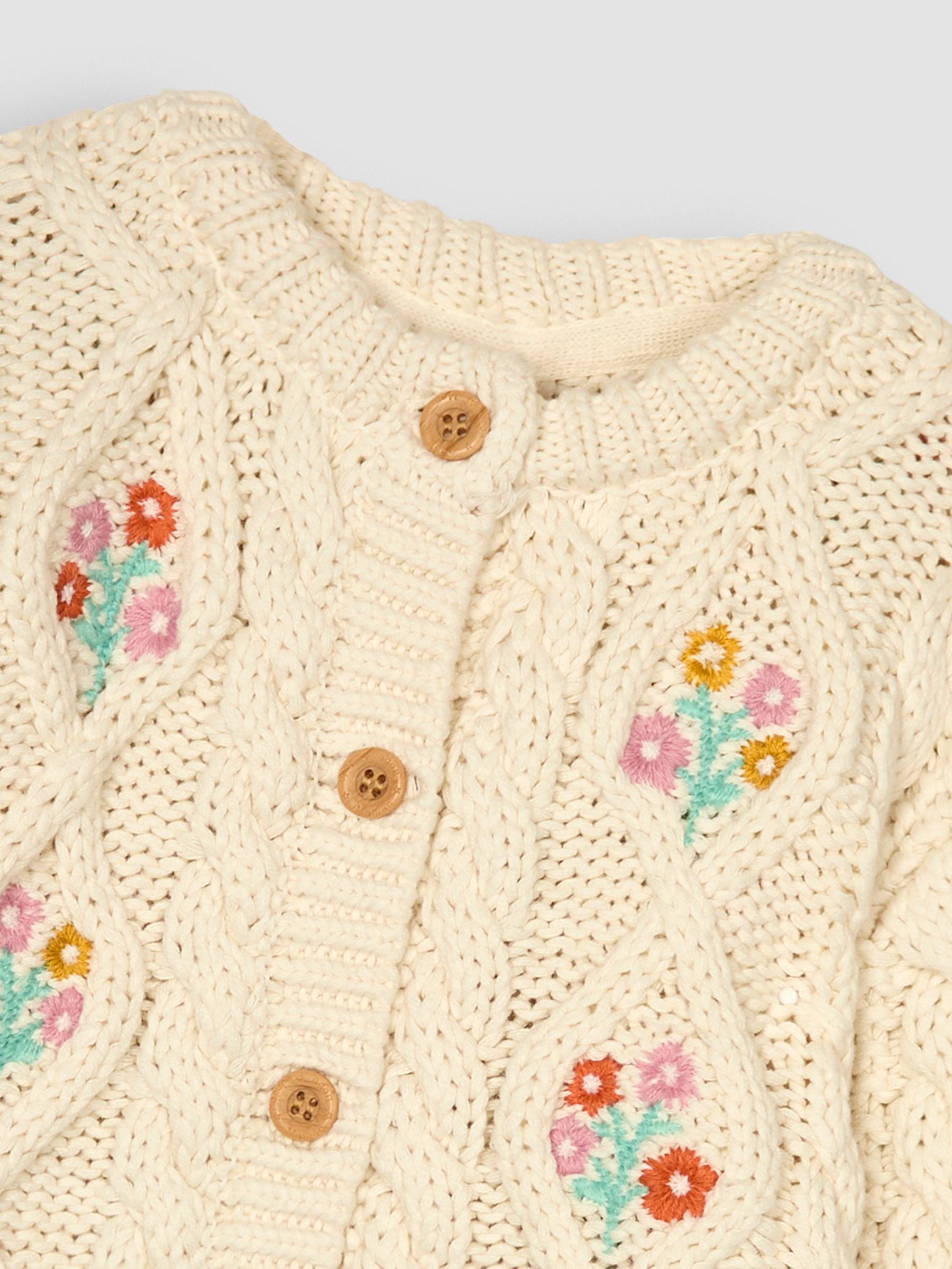 Cream Embroidered Cosy Cable Cardigan - Image 3 of 3
