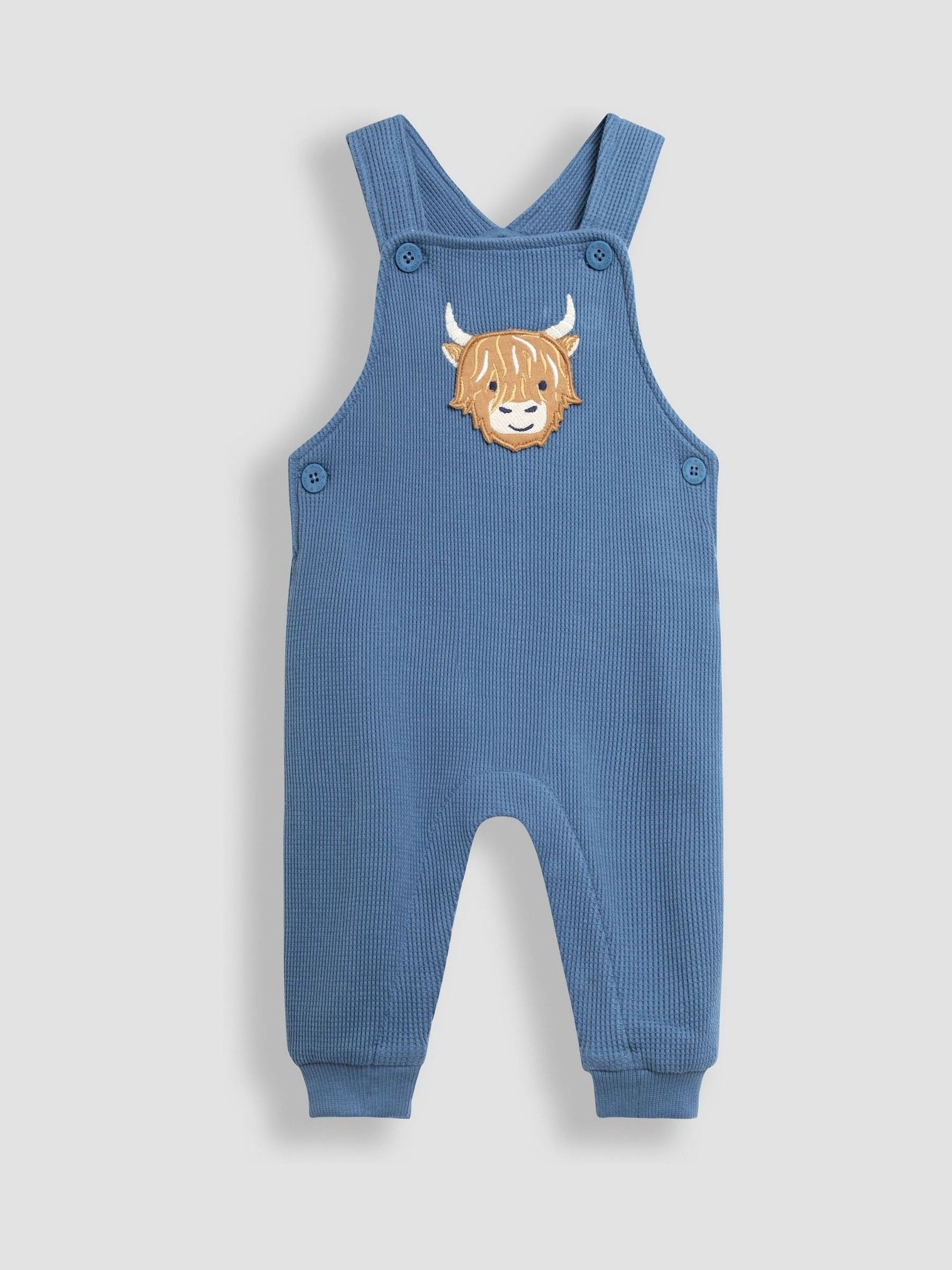 Blue Highland Cow Appliqué Dungarees & Print Top Set - Image 2 of 6