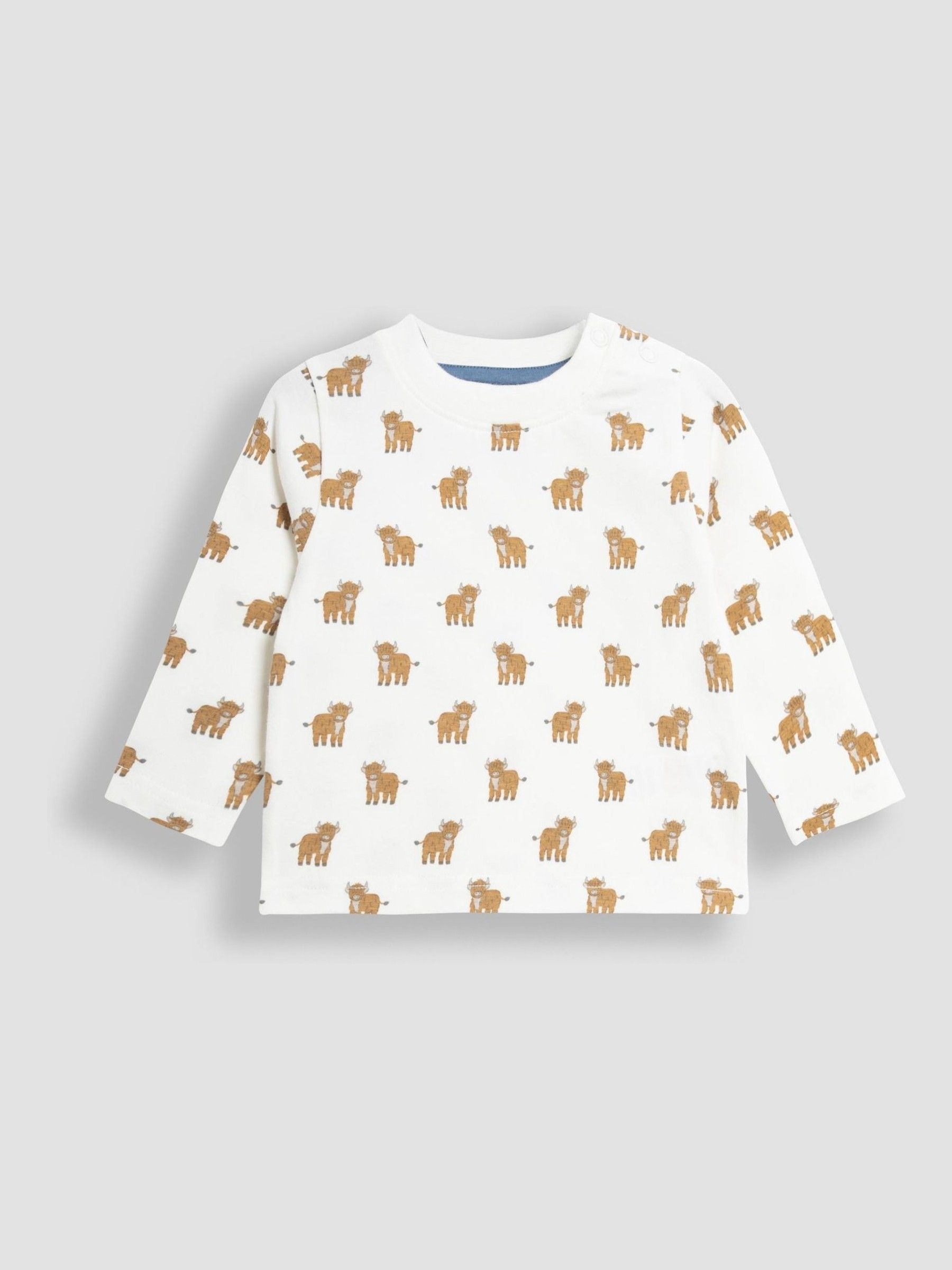 Blue Highland Cow Appliqué Dungarees & Print Top Set - Image 4 of 6