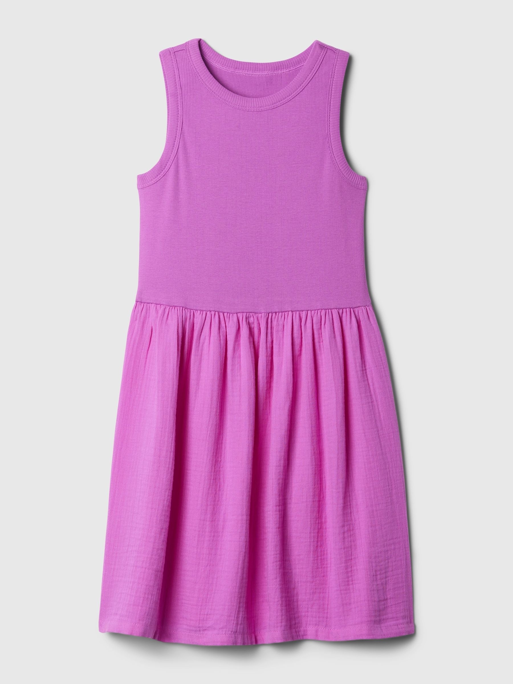 Pink Crinkle Gauze Skater Dress (4-13yrs) - Image 3 of 3