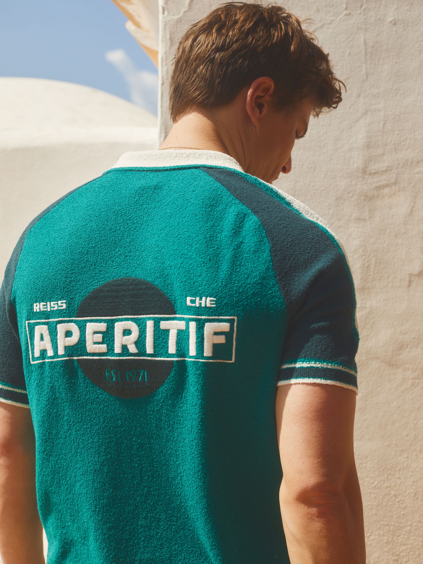 Reiss | Ché Towelling Cuban Collar Shirt in Bright Green - Image 1 of 6