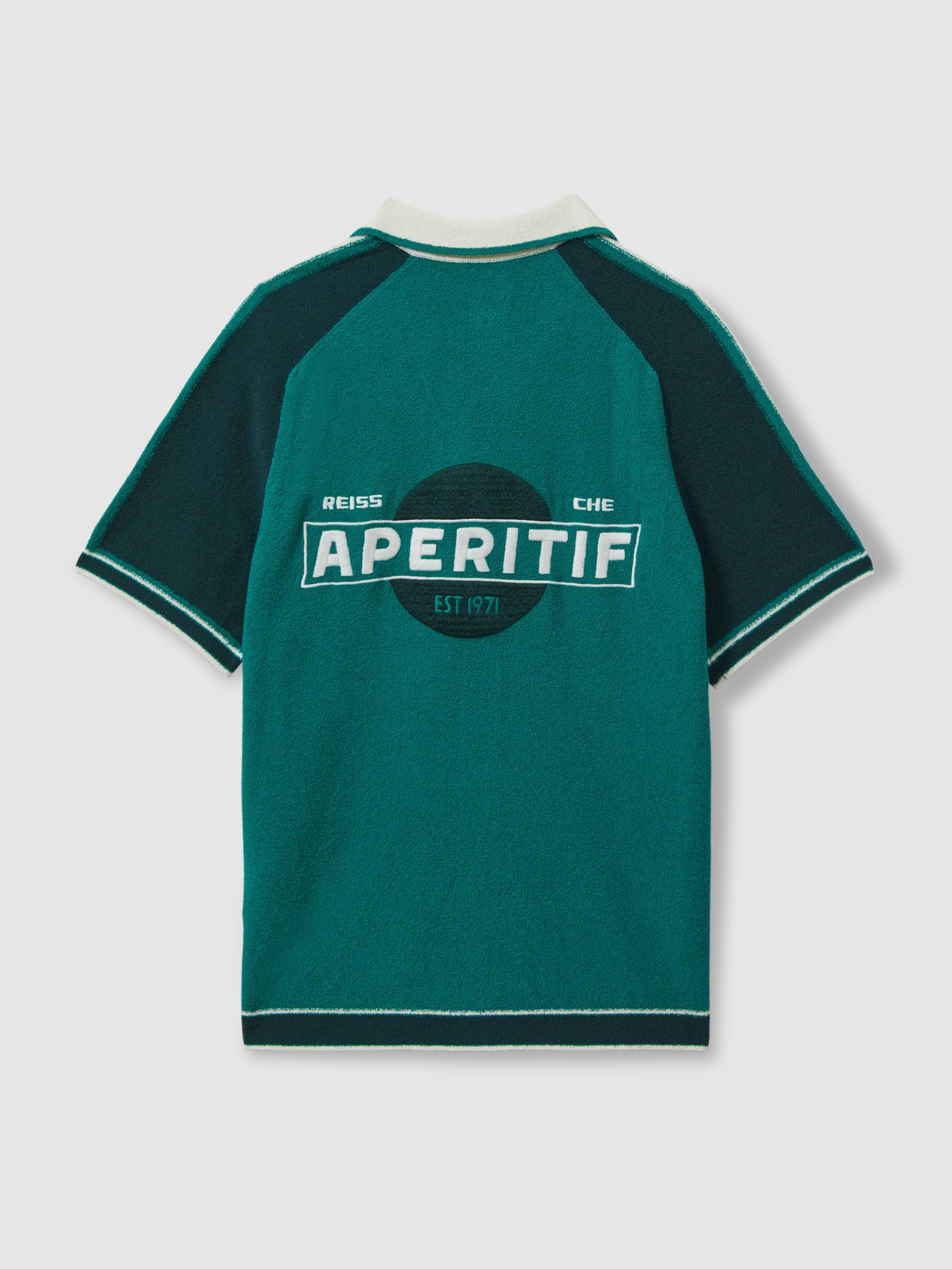 Reiss | Ché Towelling Cuban Collar Shirt in Bright Green - Image 4 of 6