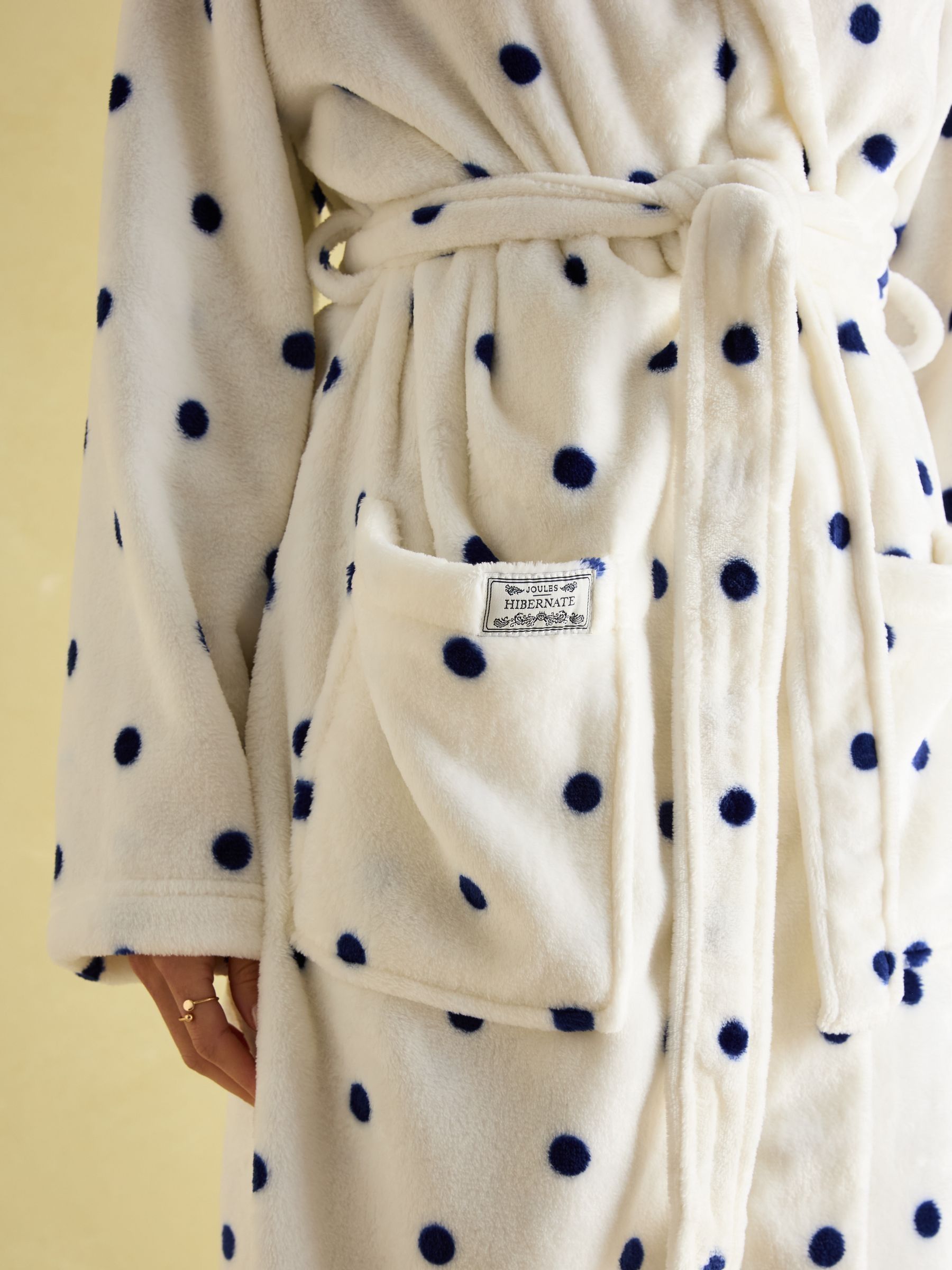 Luna Cream Fleece Dressing Gown with Hood - Image 3 of 6