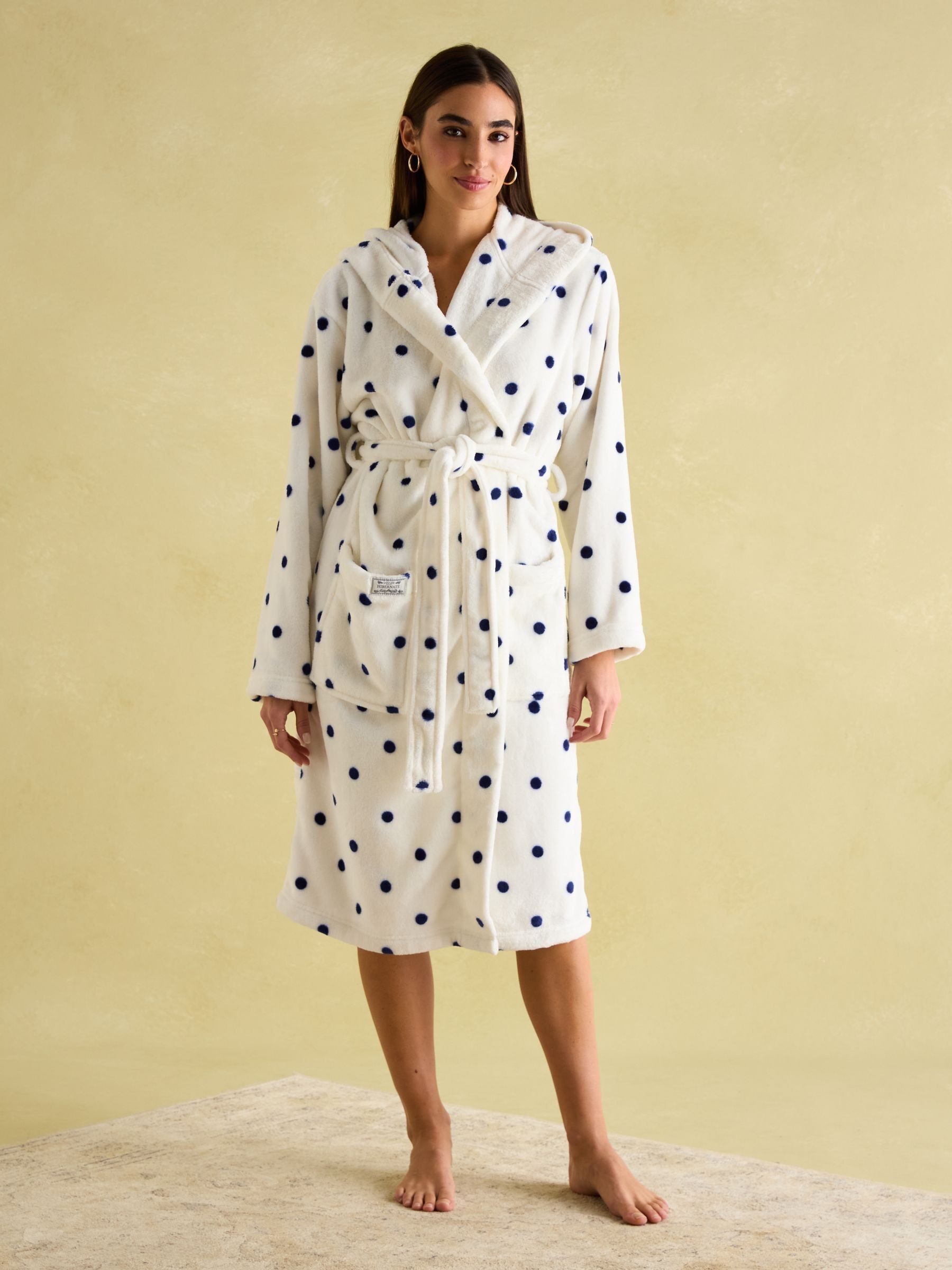 Luna Cream Fleece Dressing Gown with Hood - Image 5 of 6