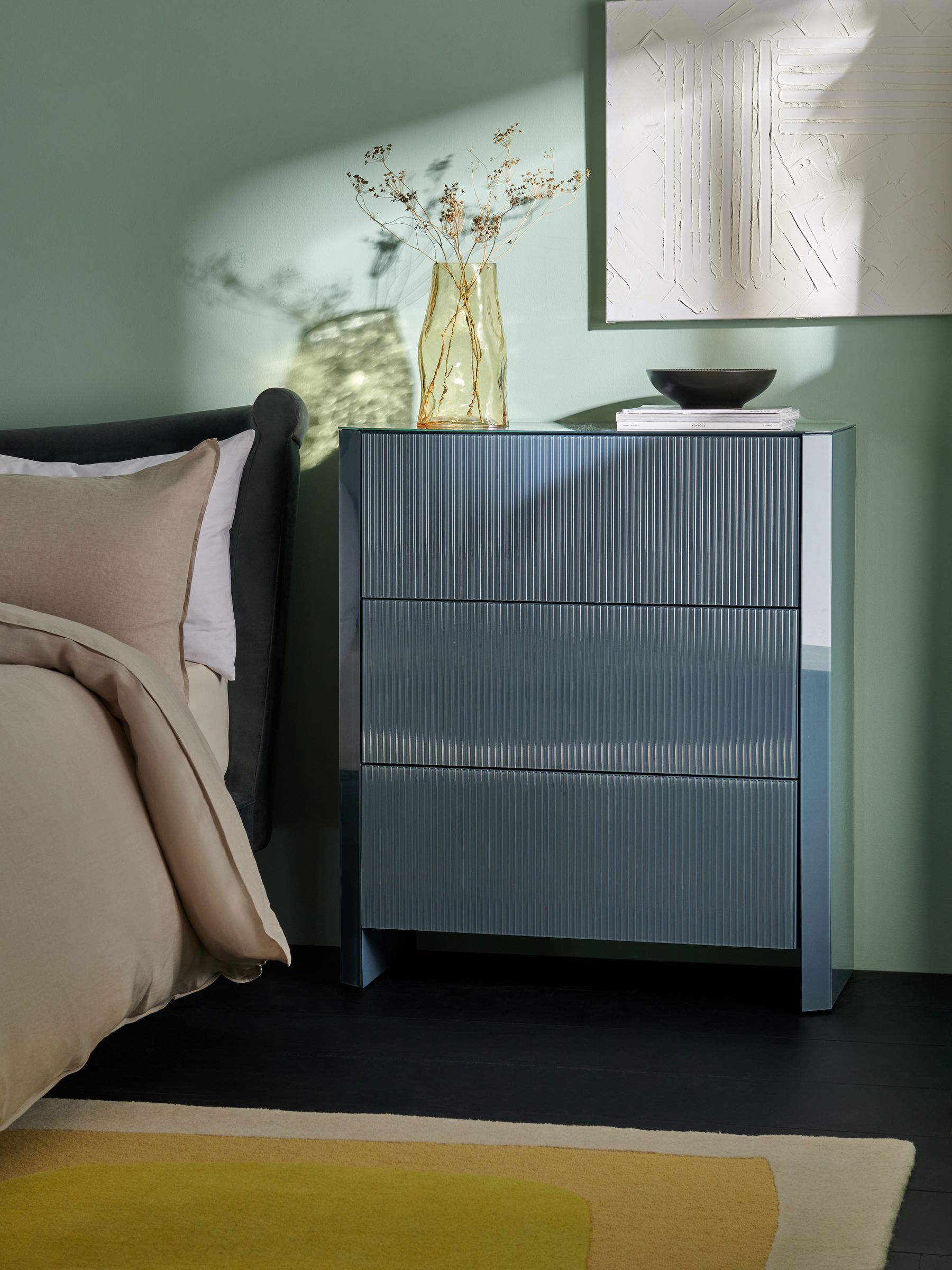 Eleni 3 Drawer Chest of Drawers in Blue Glass - Image 1 of 4