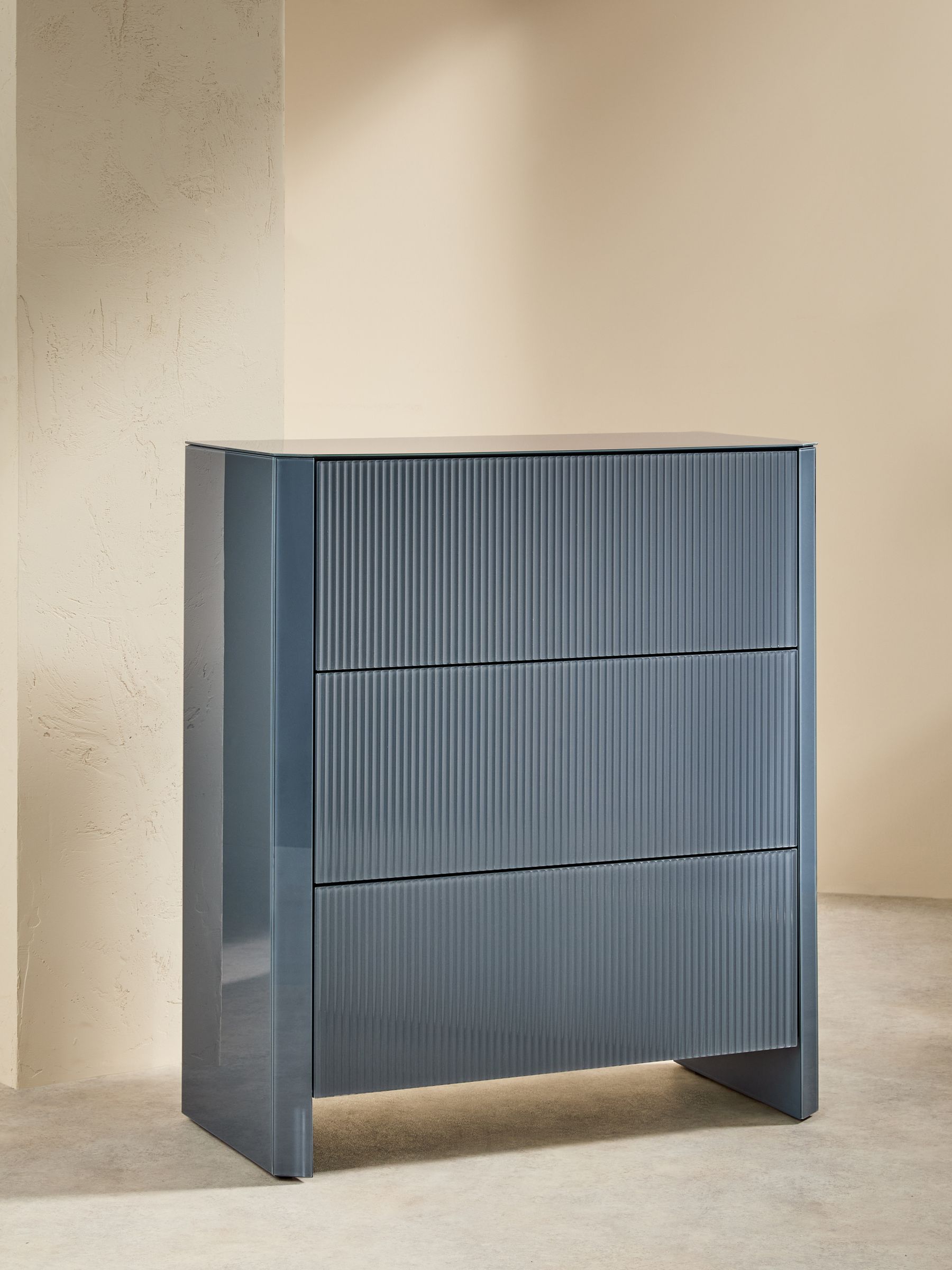 Eleni 3 Drawer Chest of Drawers in Blue Glass - Image 2 of 4