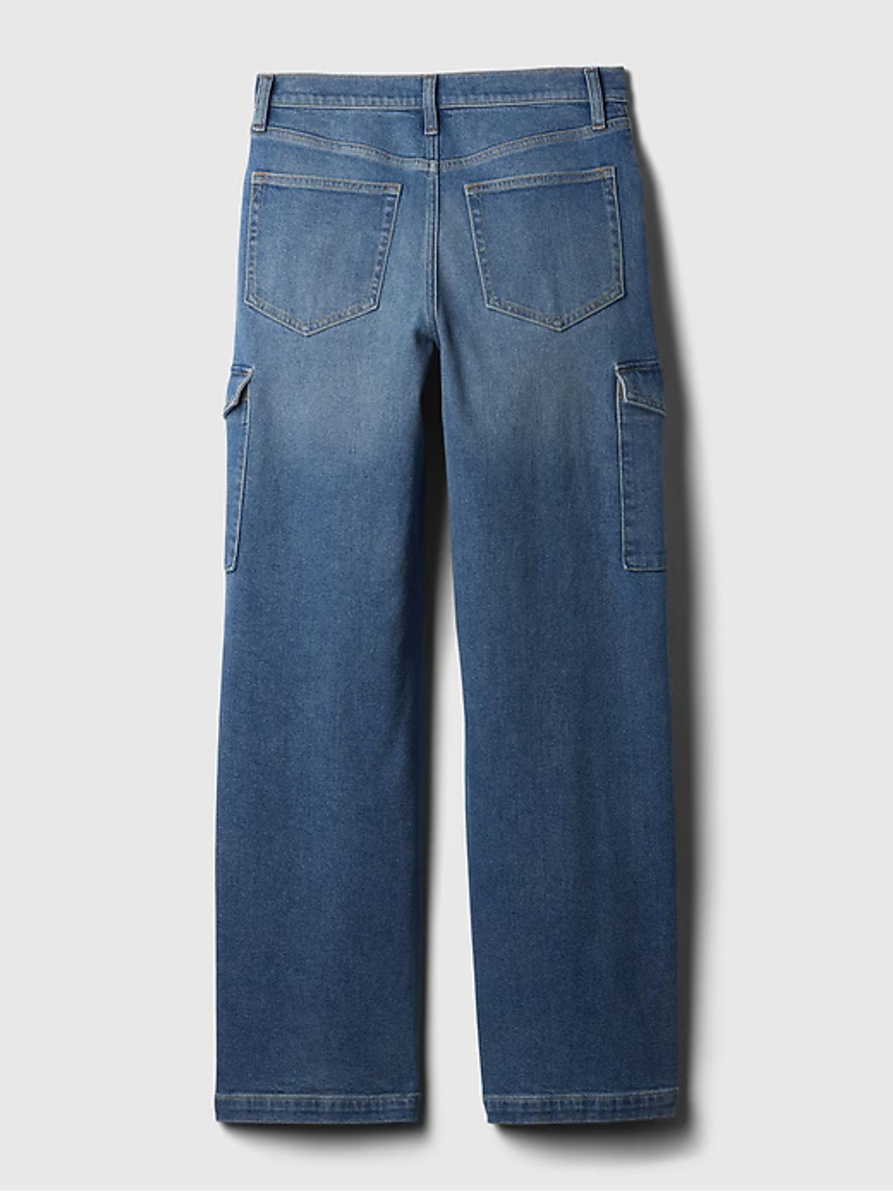 Blue High Waisted Wide Leg Cargo Jeans - Image 9 of 9