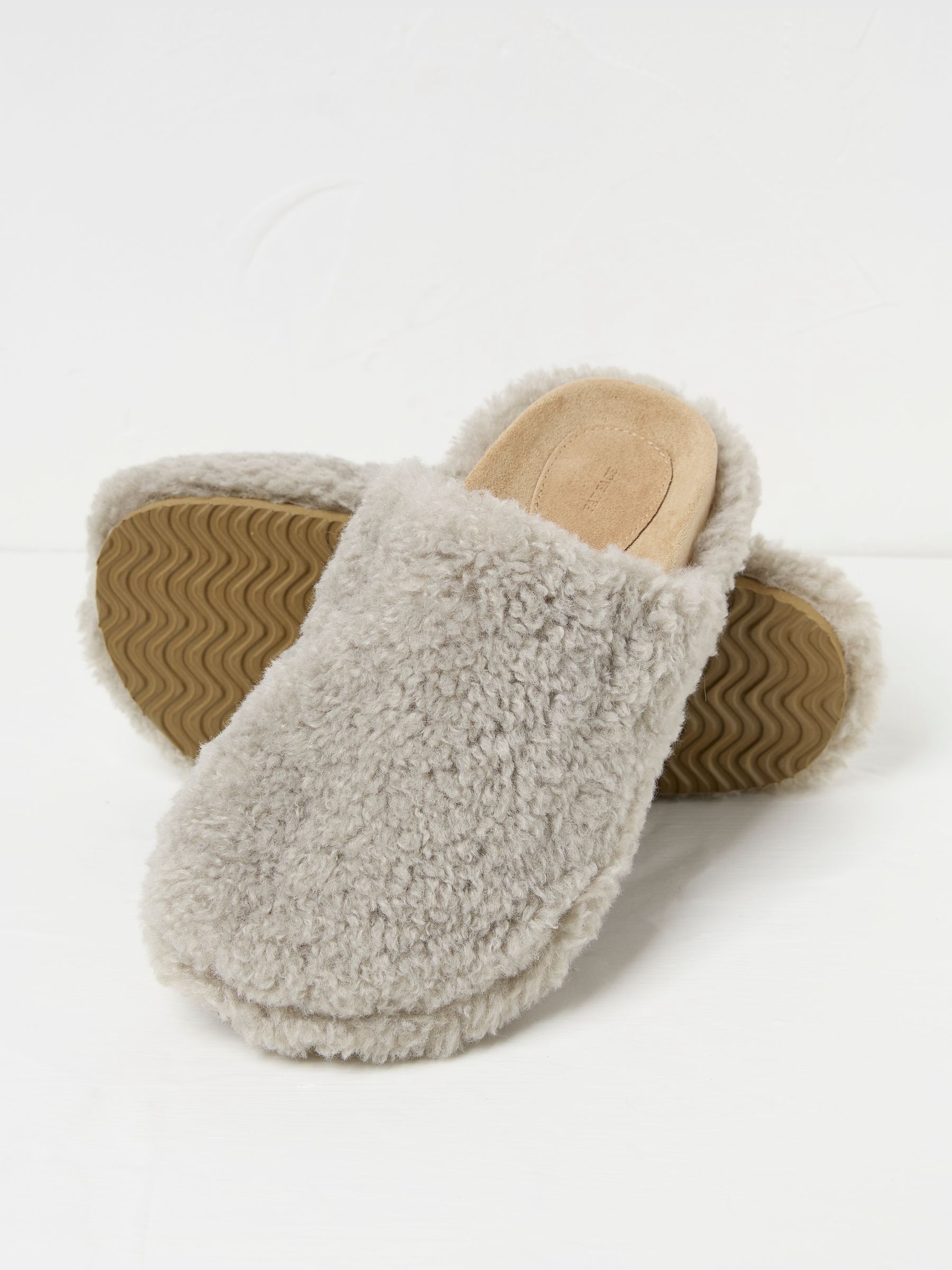 Light Grey Borg House Shoes - Image 1 of 3
