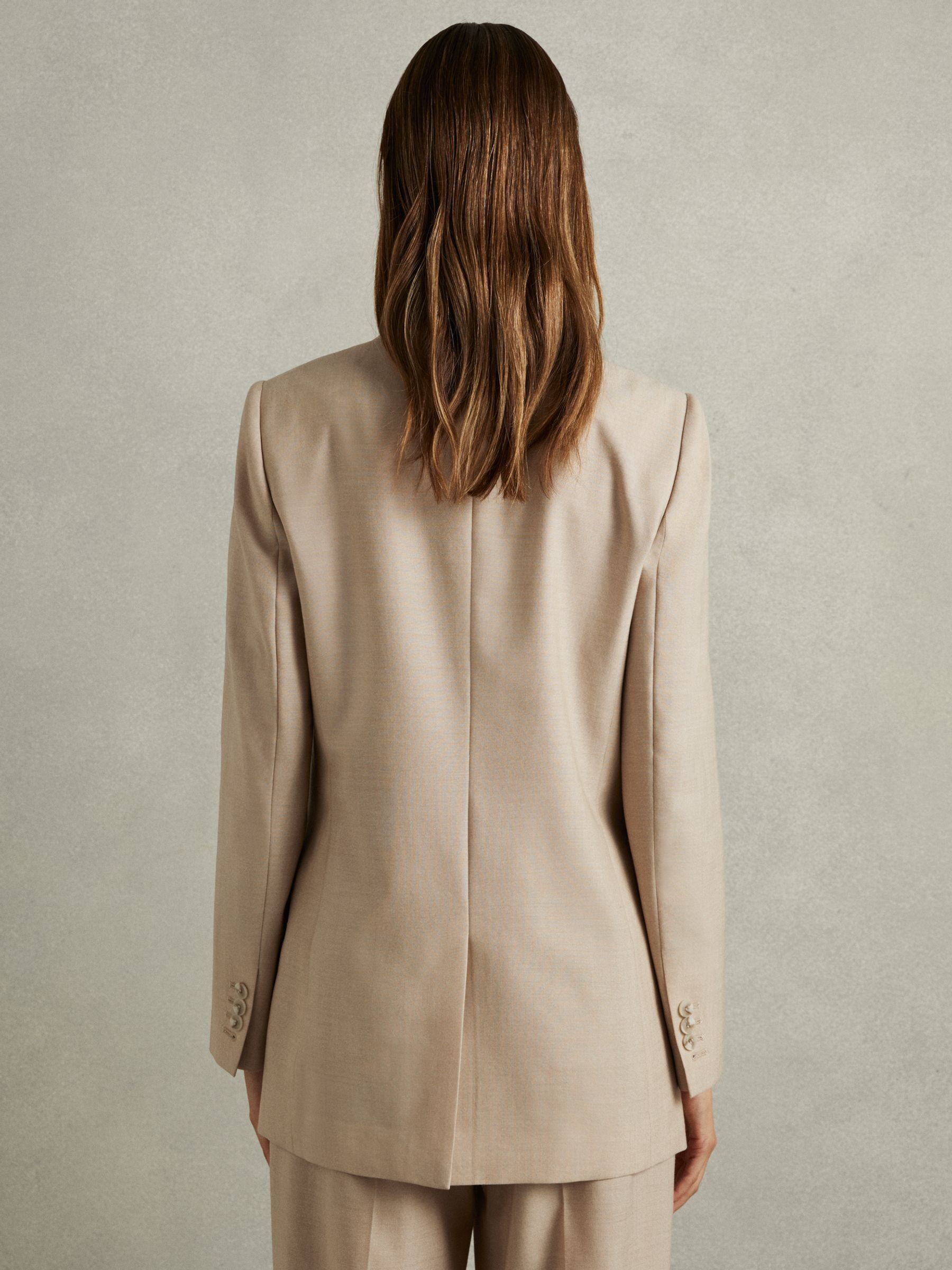 Petite Wool Double Breasted Suit Blazer in Neutral - Image 5 of 7