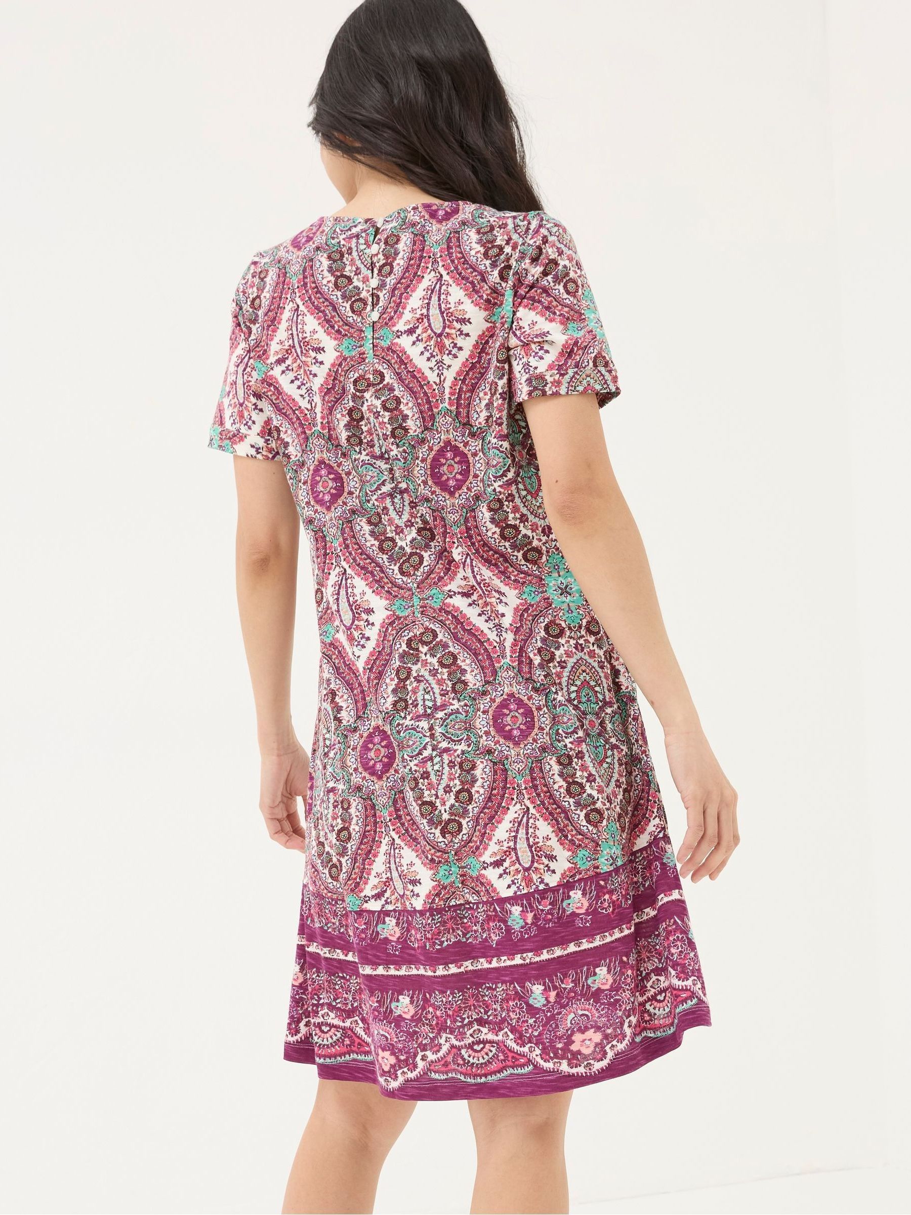Purple Simone Detail Paisley Jersey Dress - Image 2 of 5