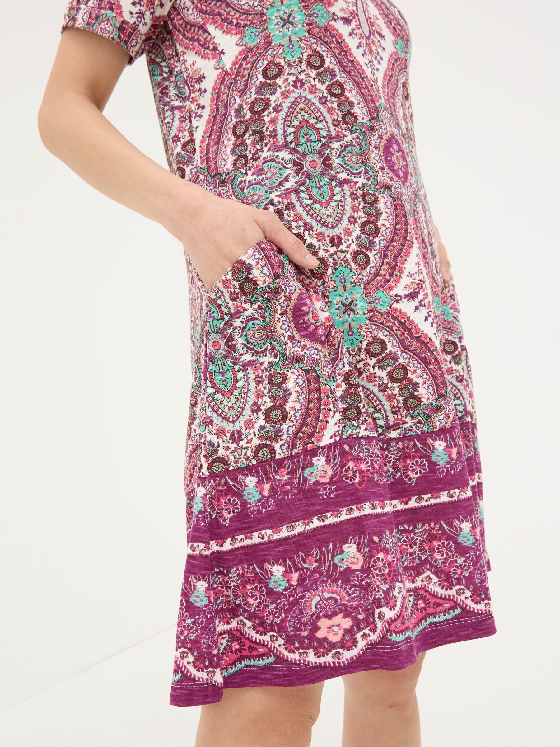 Purple Simone Detail Paisley Jersey Dress - Image 4 of 5