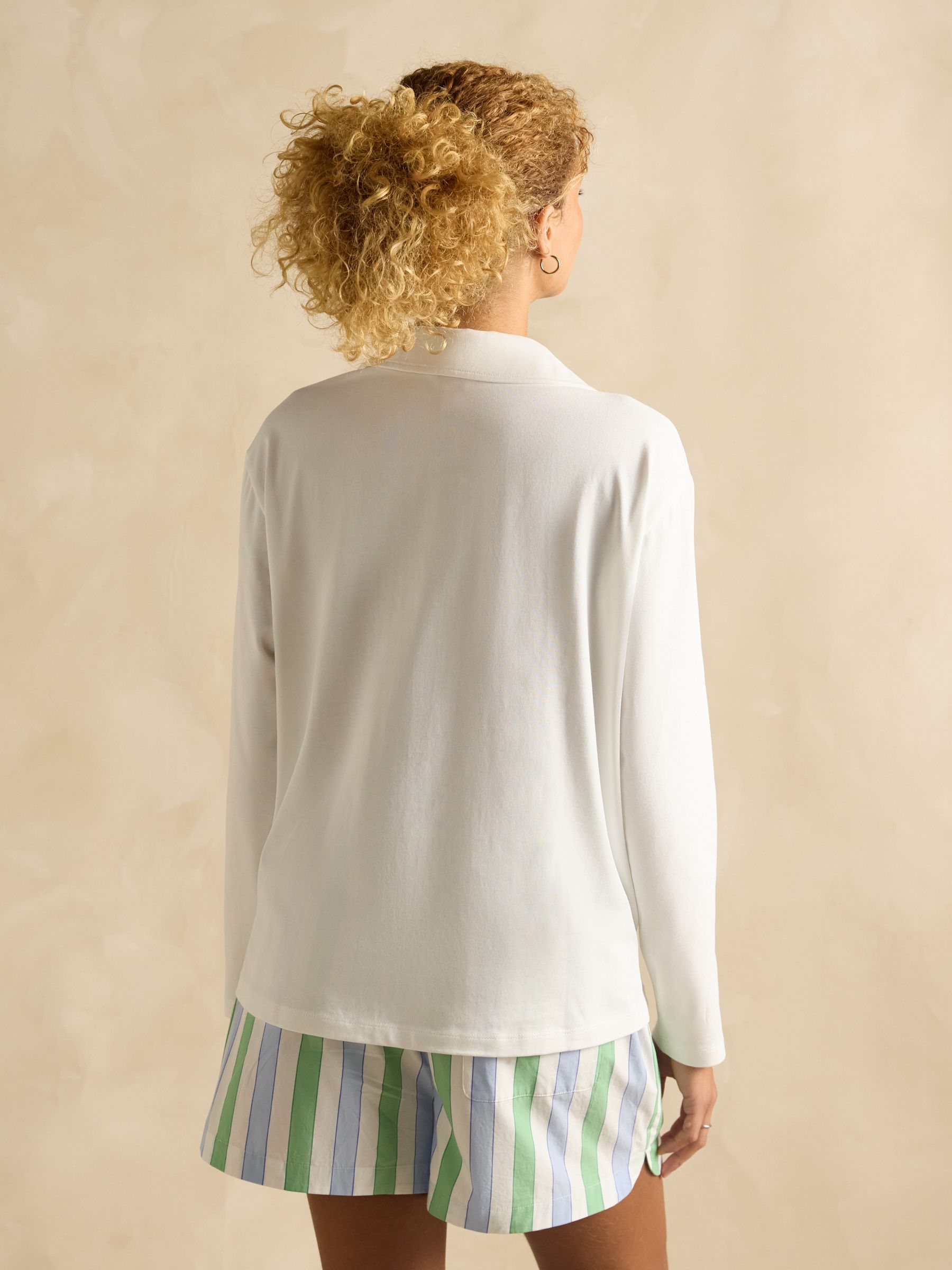 Tallie Chalk Combed Cotton Collared Top - Image 3 of 7