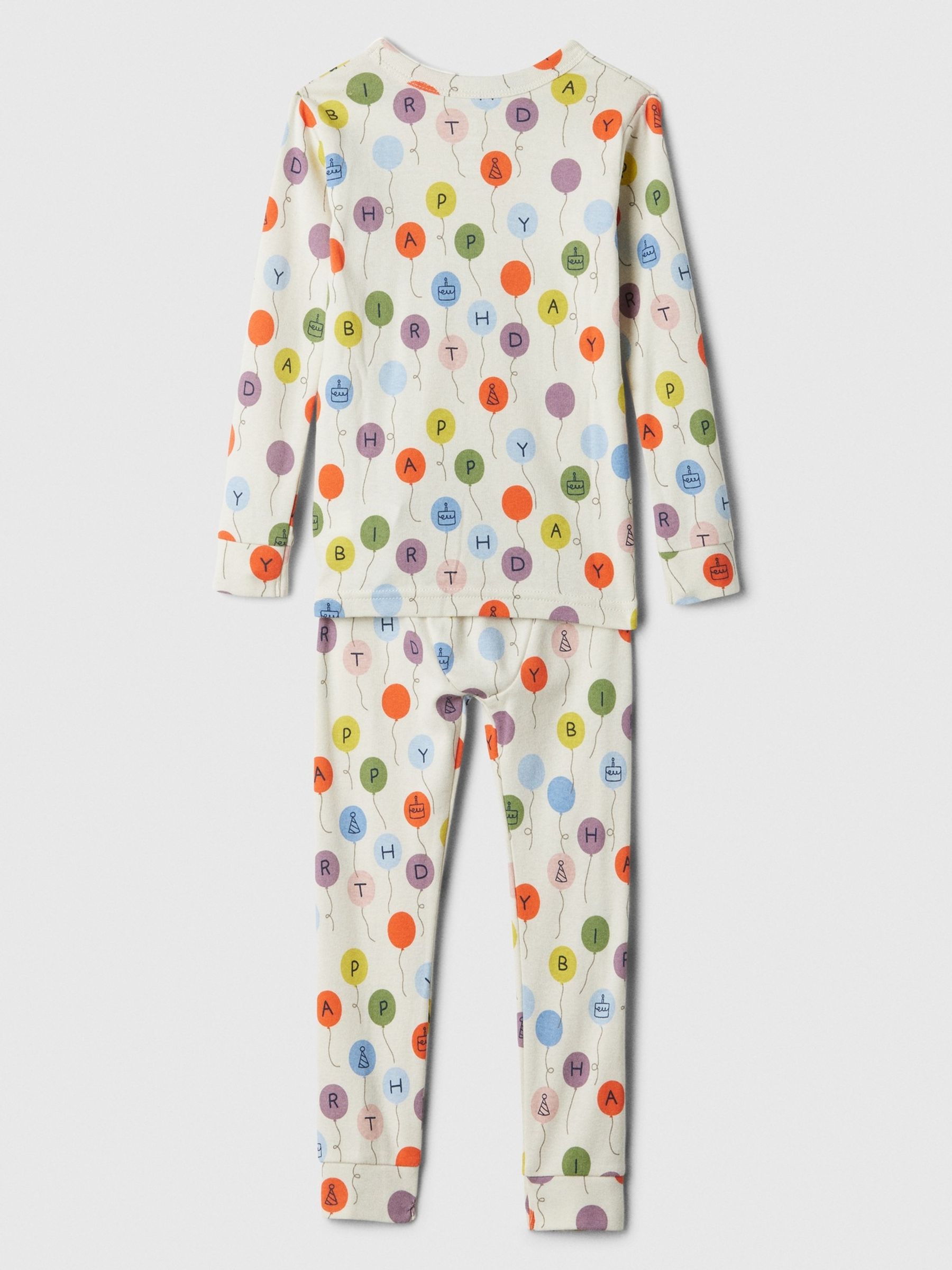 Beige Happy Birthday Graphic Long Sleeve Pyjama Set (6mths-5yrs) - Image 2 of 3