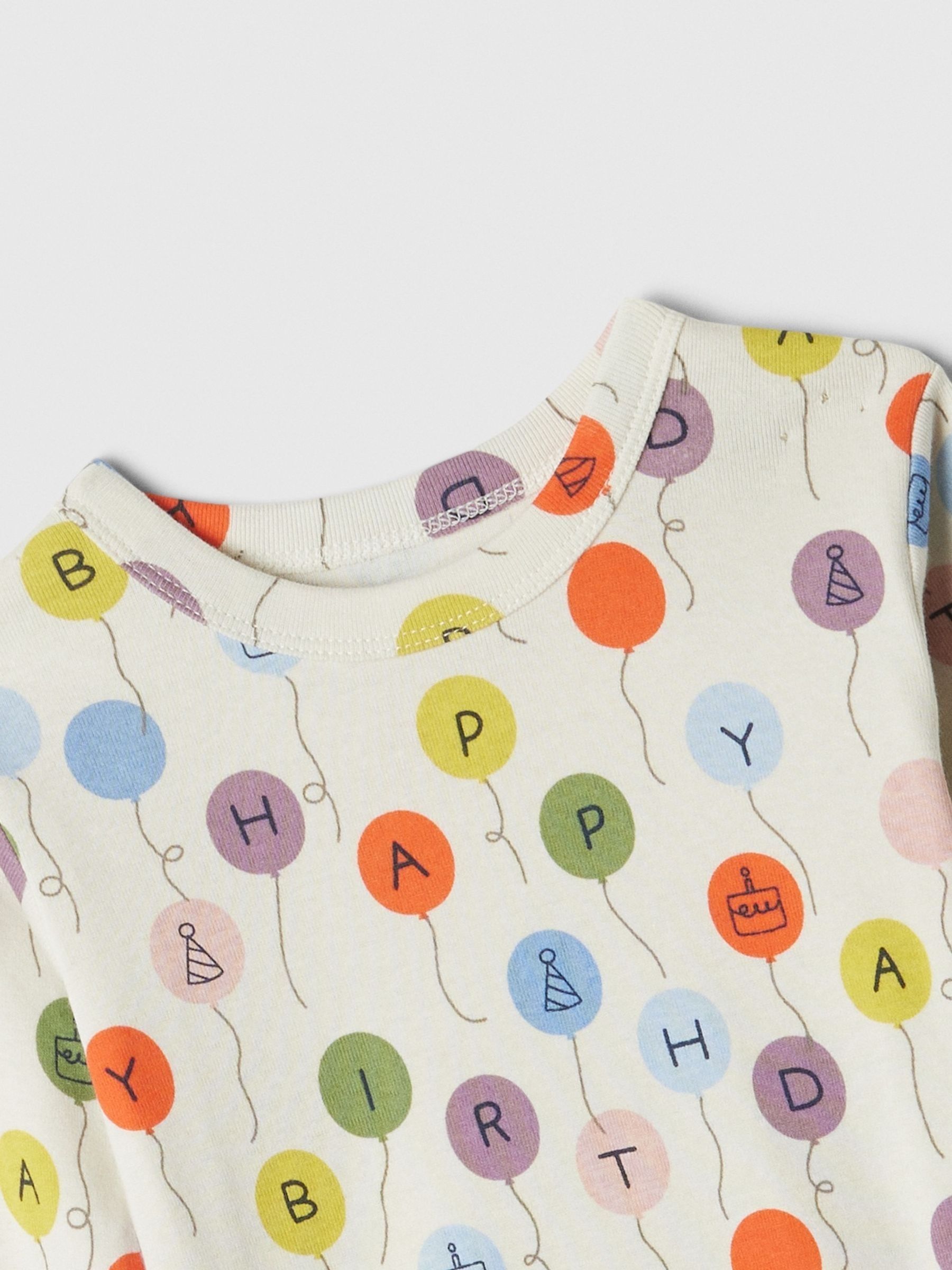 Beige Happy Birthday Graphic Long Sleeve Pyjama Set (6mths-5yrs) - Image 3 of 3