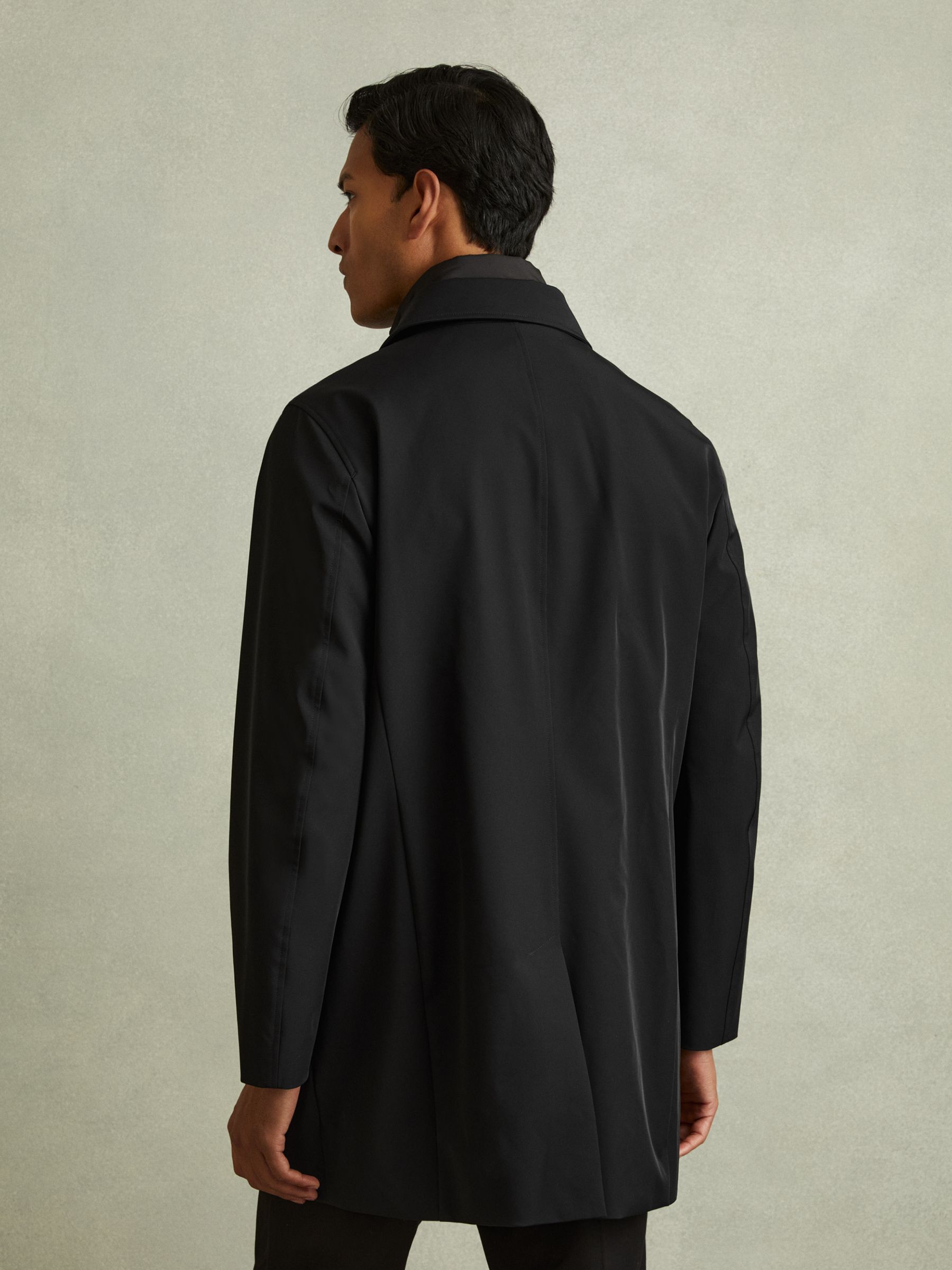Hybrid Removable Funnel Neck Overcoat in Black - Image 4 of 5