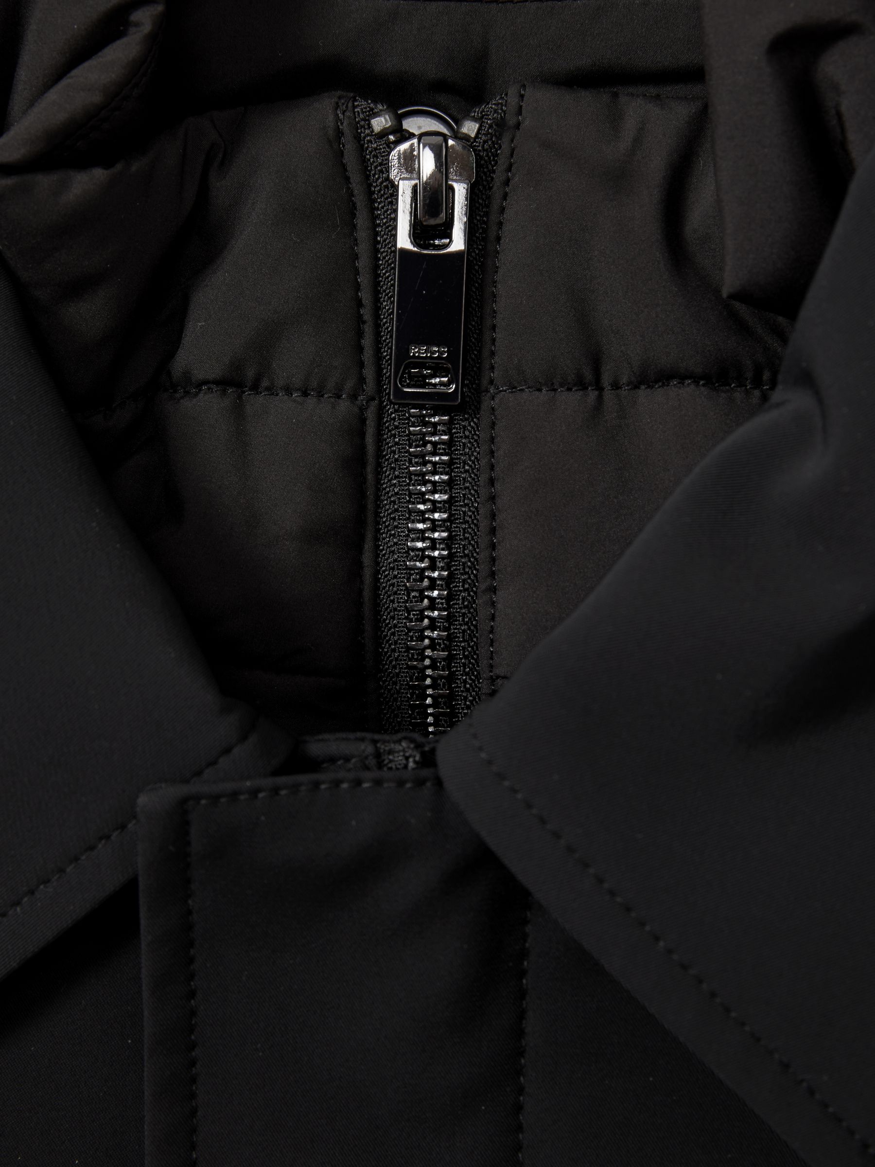 Hybrid Removable Funnel Neck Overcoat in Black - Image 5 of 5