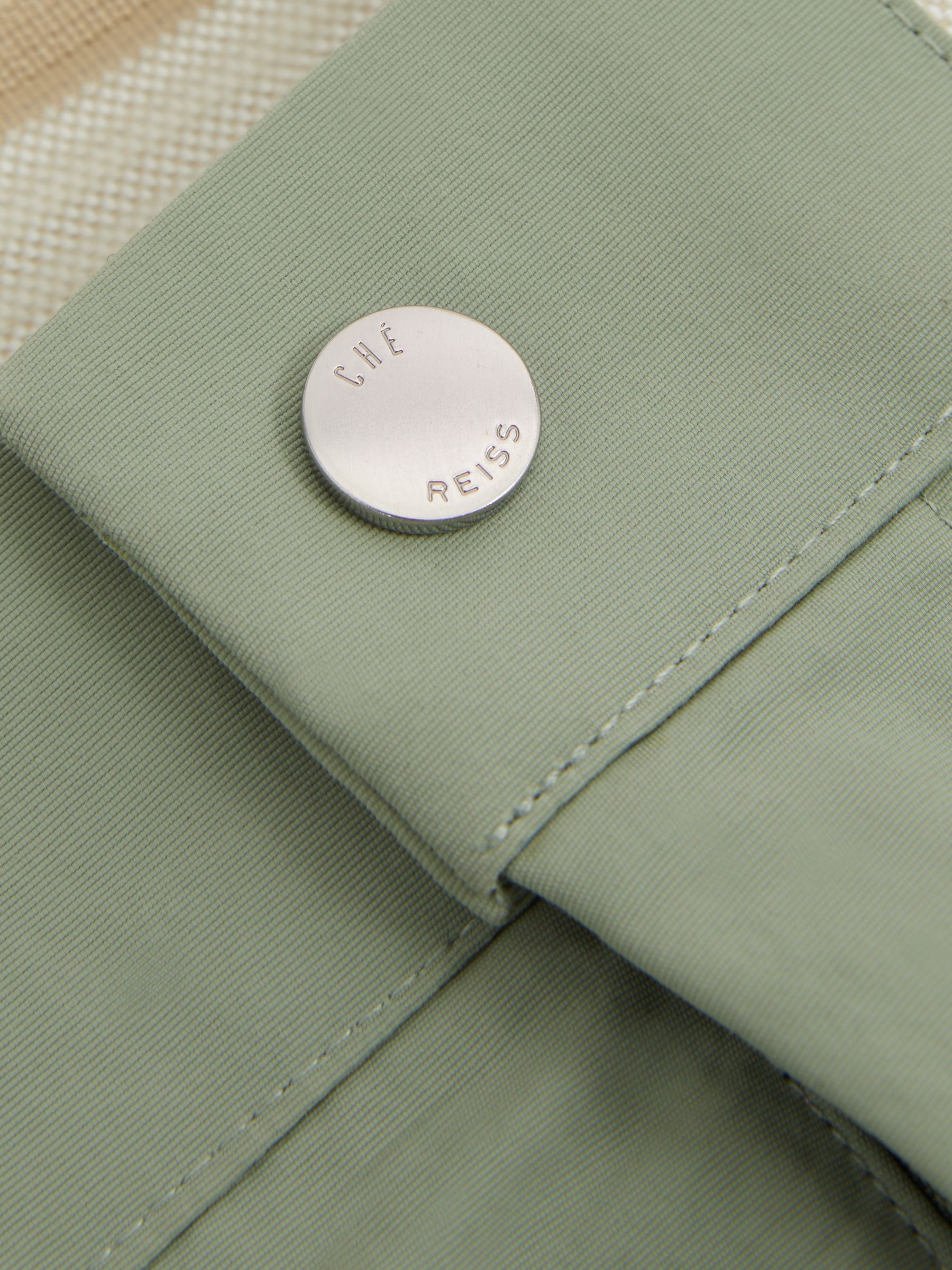 Contrast Stripe Elasticated Waist Swim Shorts in Sage Green - Image 4 of 5