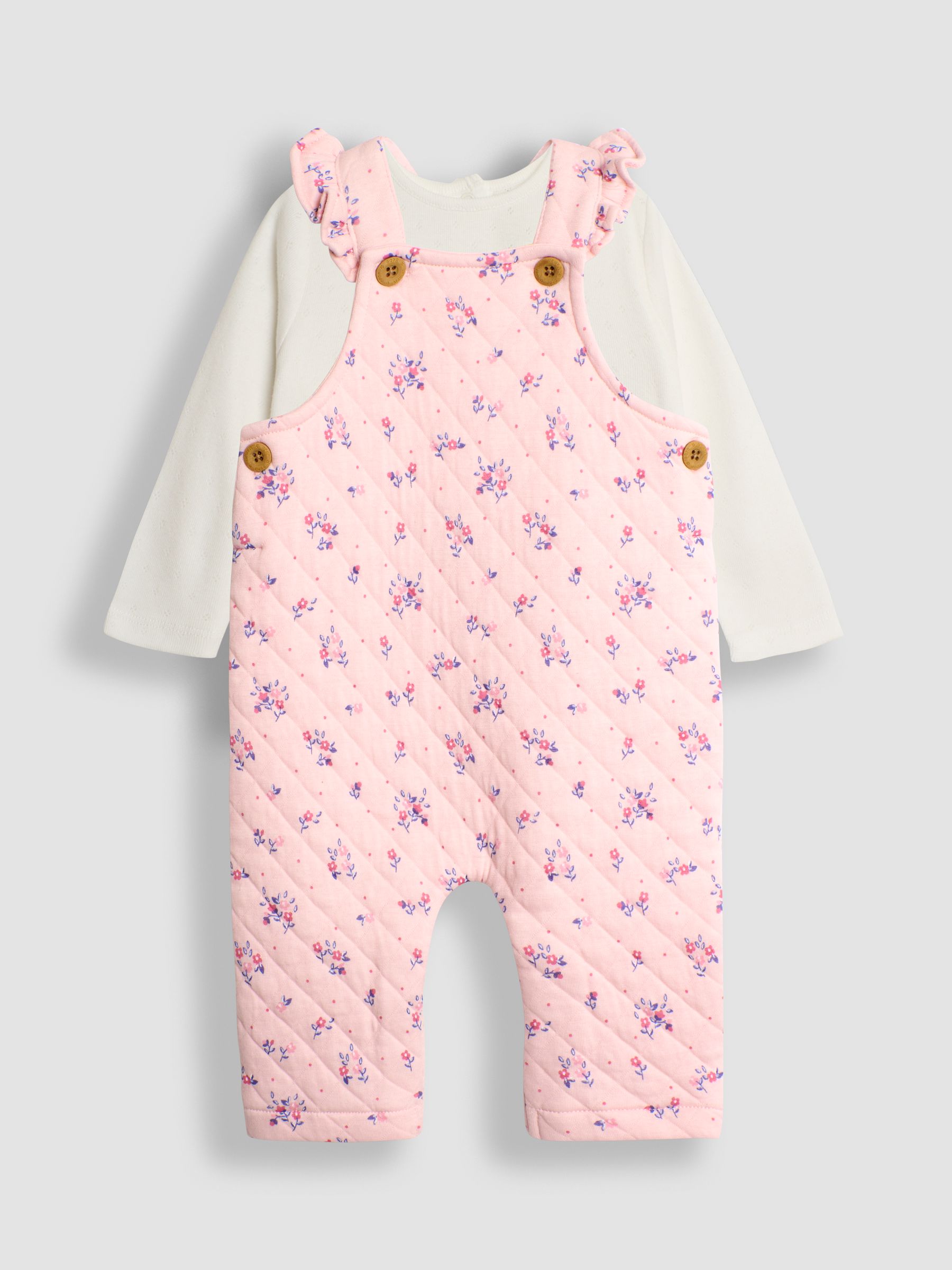 Pink Quilted Floral Dungarees & Top Set - Image 1 of 6