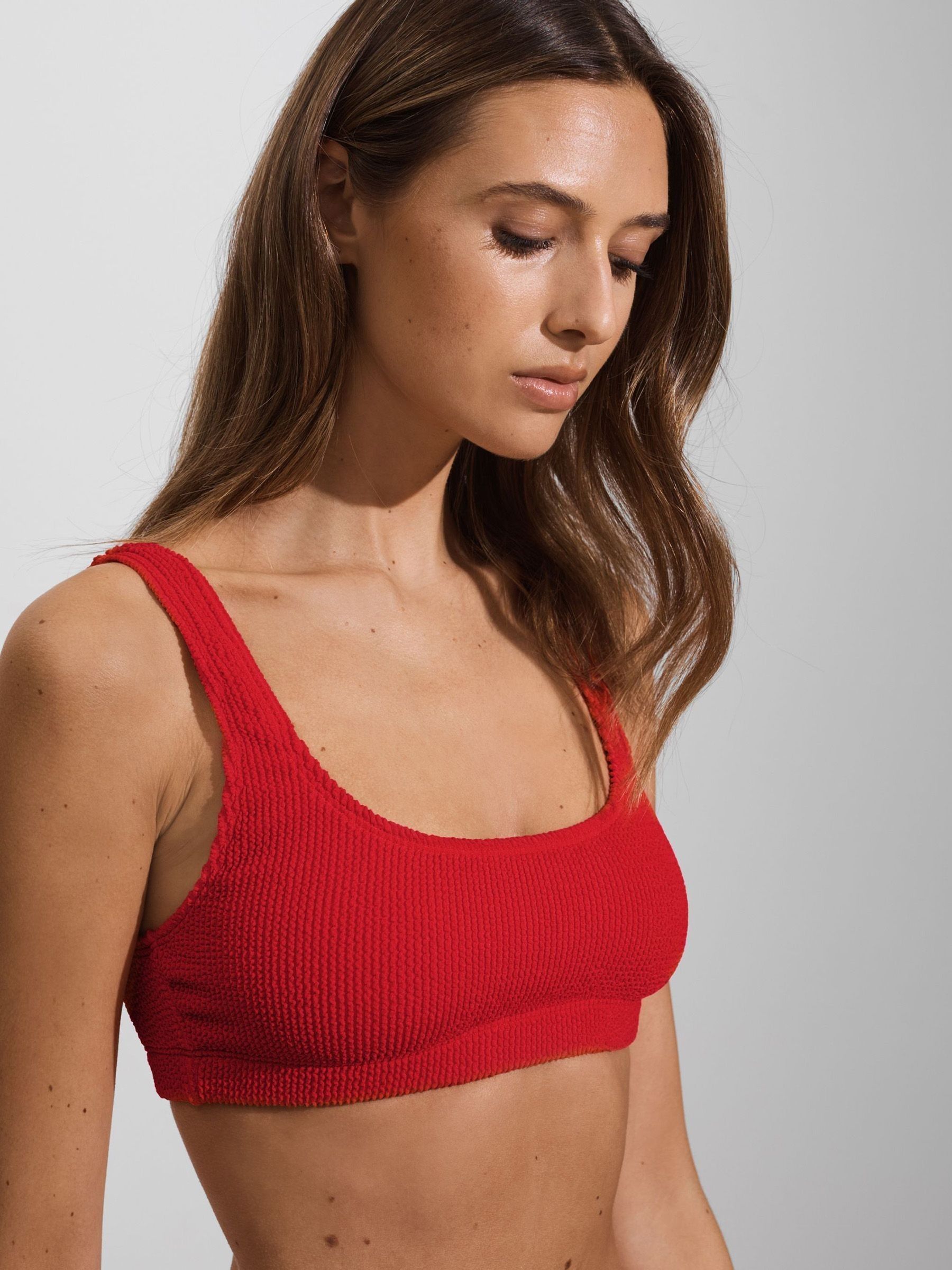 Always Fits Textured Bikini Top in Bright Red - Image 1 of 5