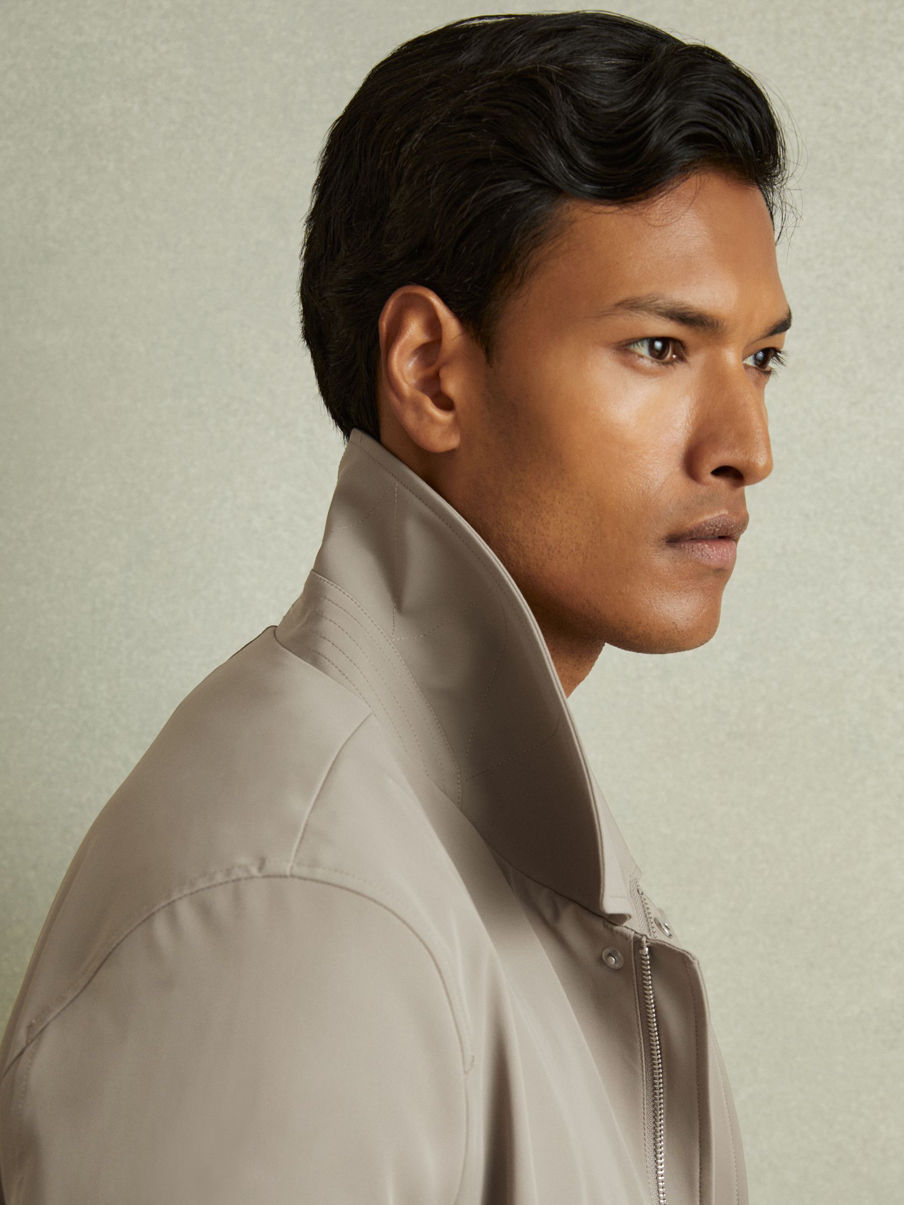 Hybrid Removable Funnel Neck Overcoat in Taupe - Image 5 of 7