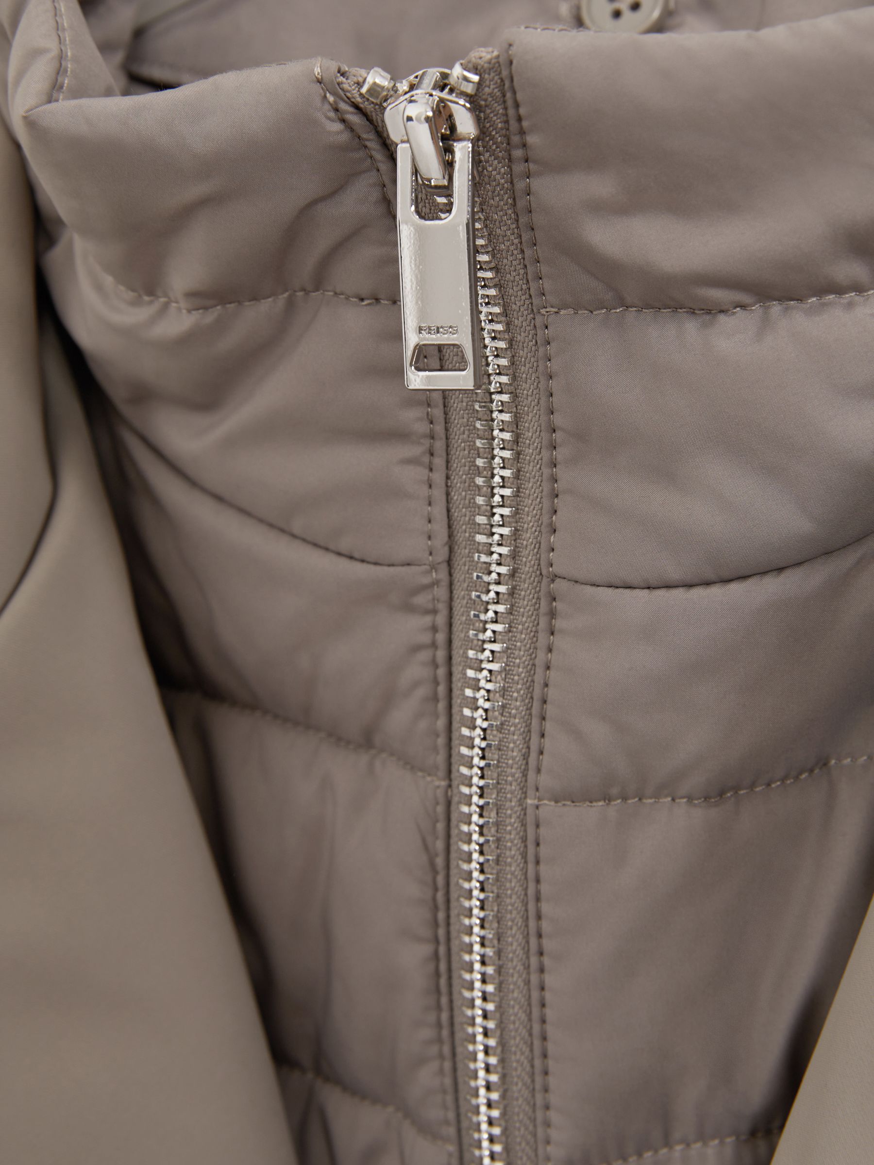 Hybrid Removable Funnel Neck Overcoat in Taupe - Image 7 of 7